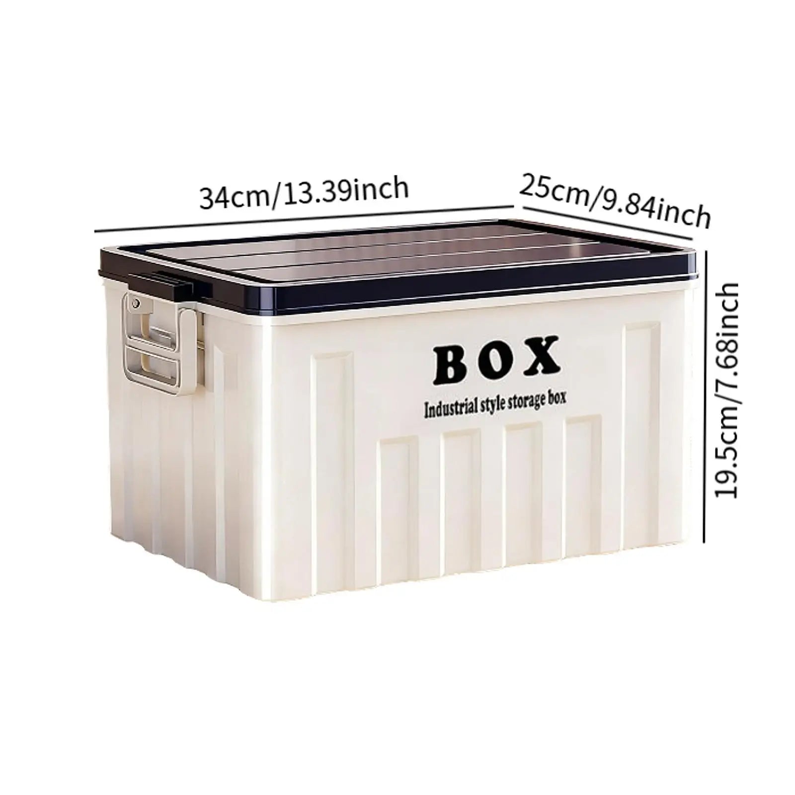 Stackable Lidded Storage Bin Utility Crate with Handles Tote Storage Box for Snack Organizing Backpacking Traveling 34x25x19.5cm