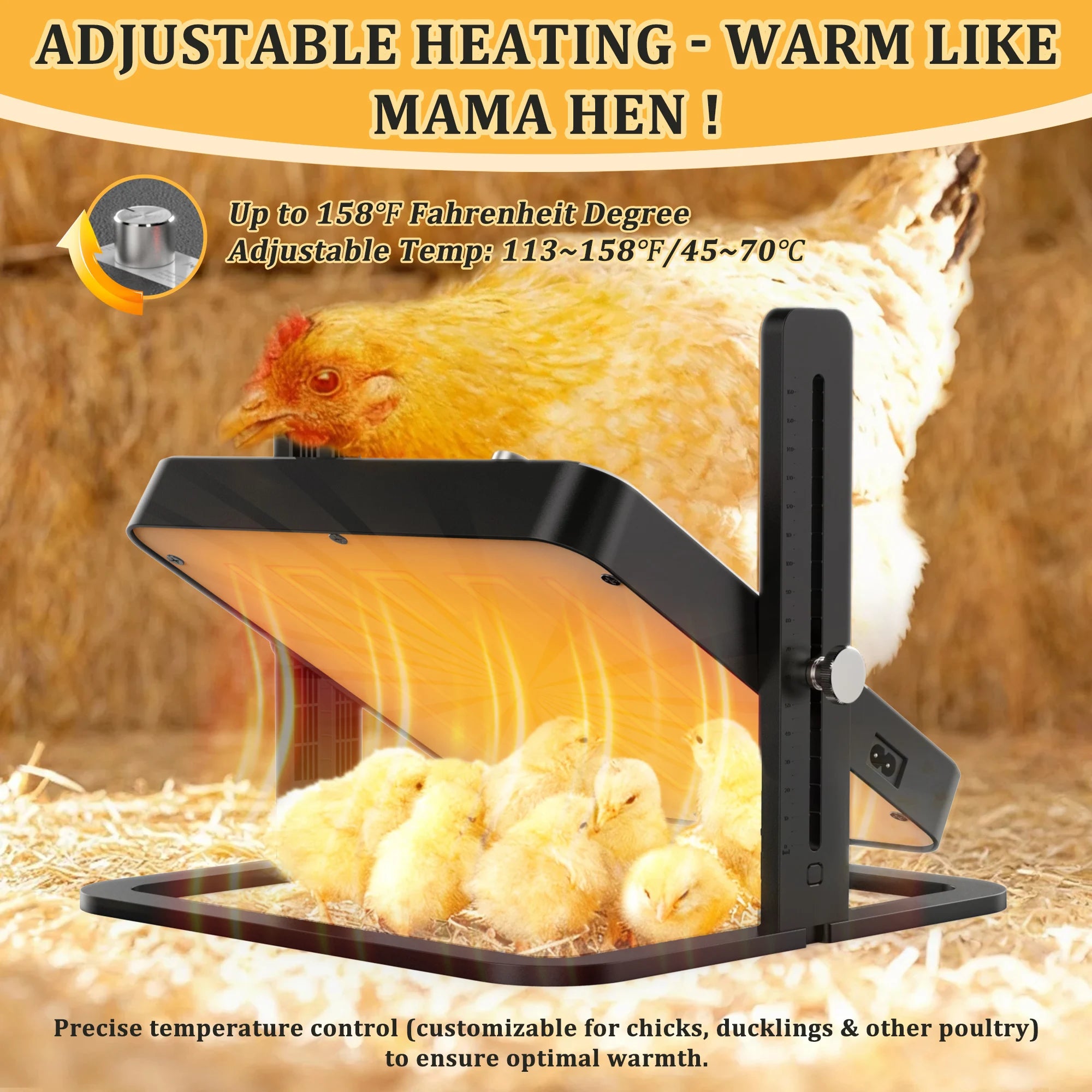 Placa Calefactora Ajustable para Pollitos con Control de Temperatura