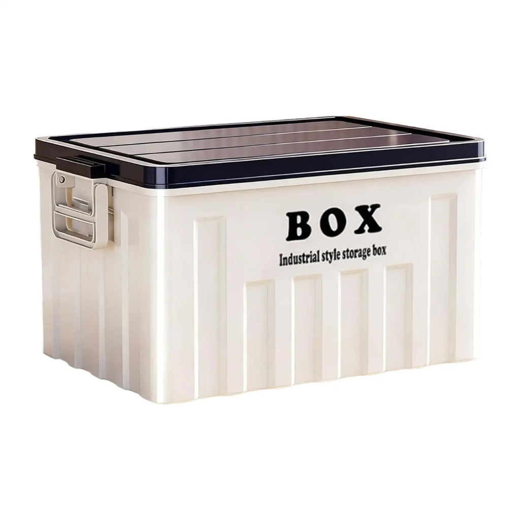 Stackable Lidded Storage Bin Utility Crate with Handles Tote Storage Box for Snack Organizing Backpacking Traveling 34x25x19.5cm