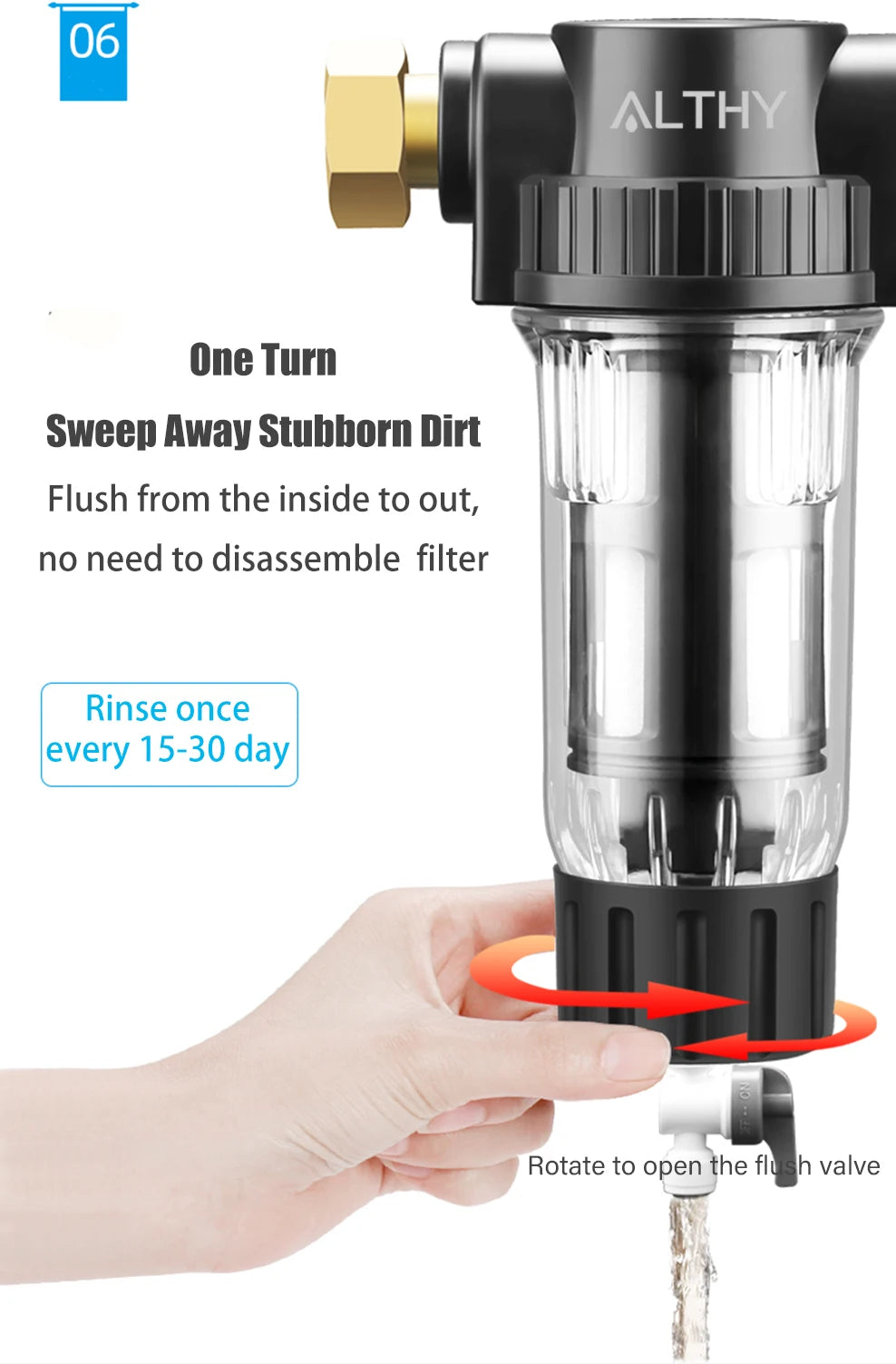 ALTHY Pre filter Whole House Spin Down Sediment Water Filter Central Prefilter Purifier System Backwash Stainless Steel Mesh