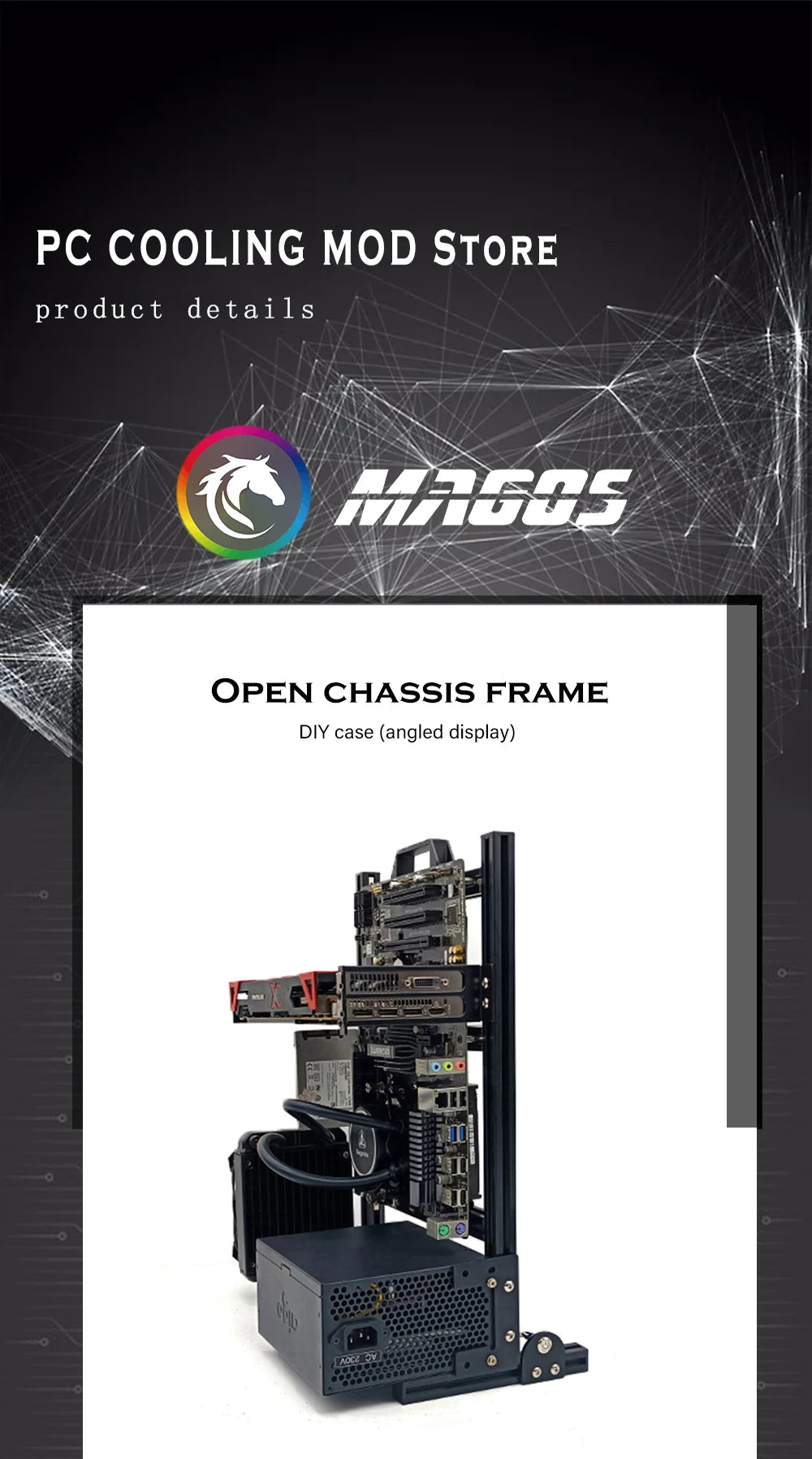 Aluminum Fully Open Case Frame Support ITX / MATX /ATX Motherboard,Vertical Computer Housing PC Water Cooling Gamer DIY Cabinet