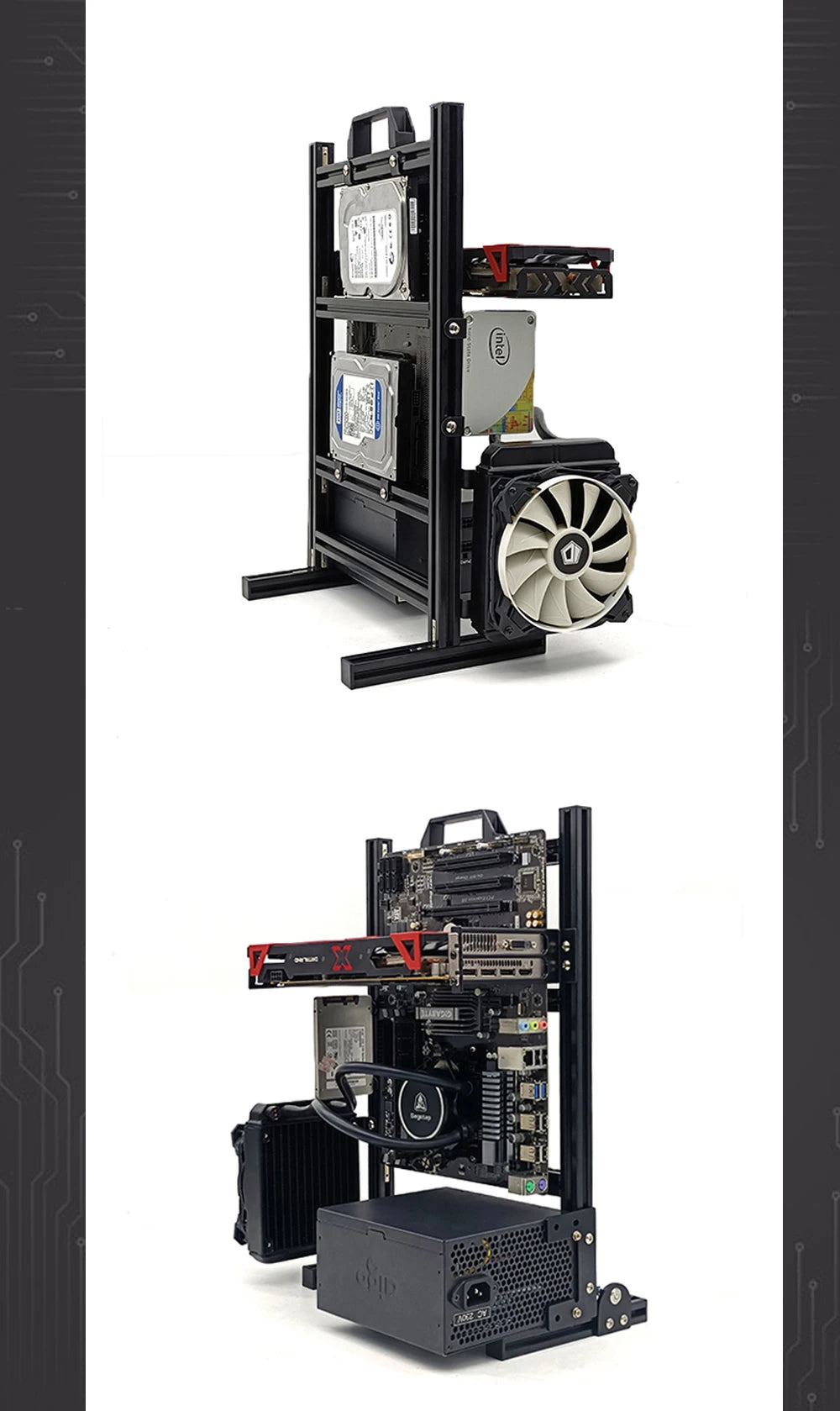 Aluminum Fully Open Case Frame Support ITX / MATX /ATX Motherboard,Vertical Computer Housing PC Water Cooling Gamer DIY Cabinet