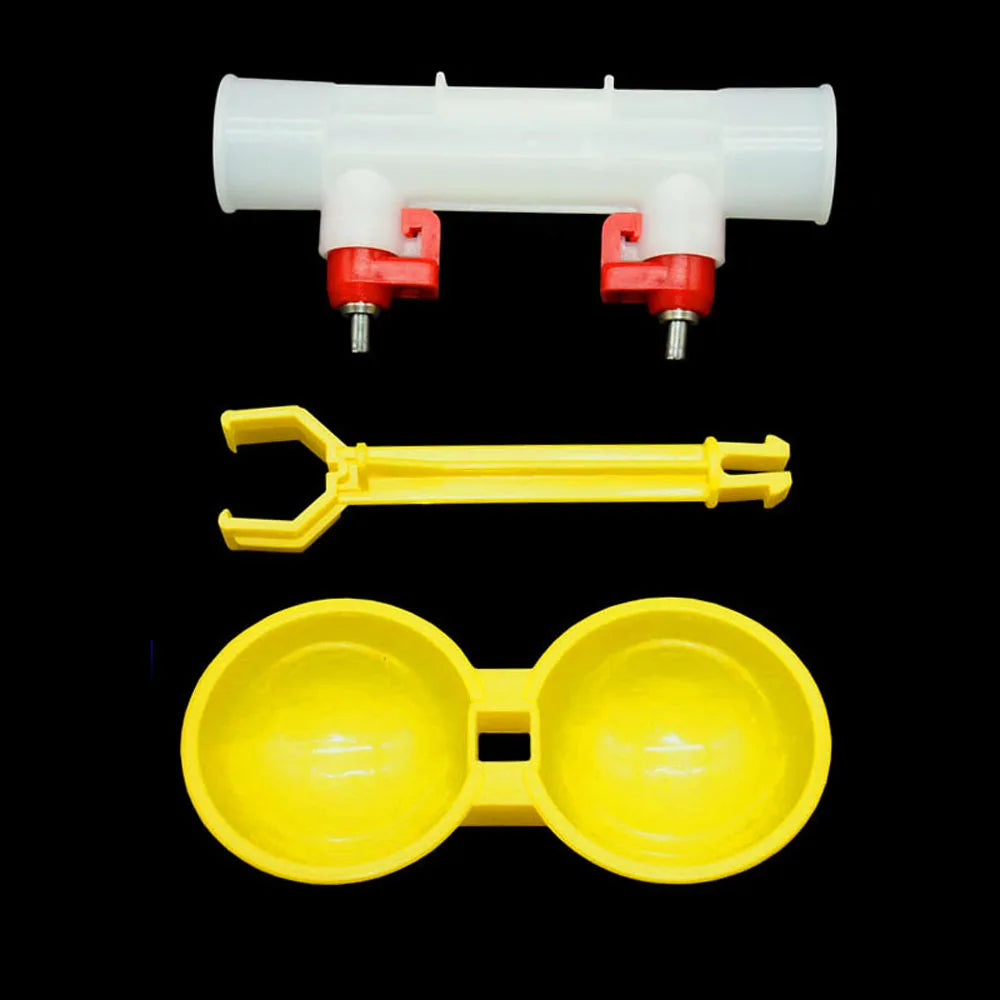 Bebedero Doble con Niple 25mm para Gallinas 10 Pcs