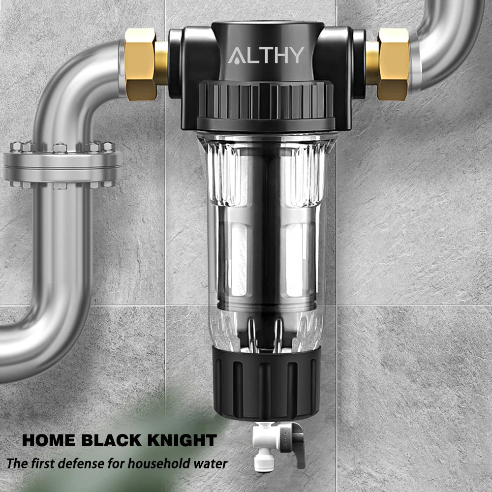 ALTHY Pre filter Whole House Spin Down Sediment Water Filter Central Prefilter Purifier System Backwash Stainless Steel Mesh