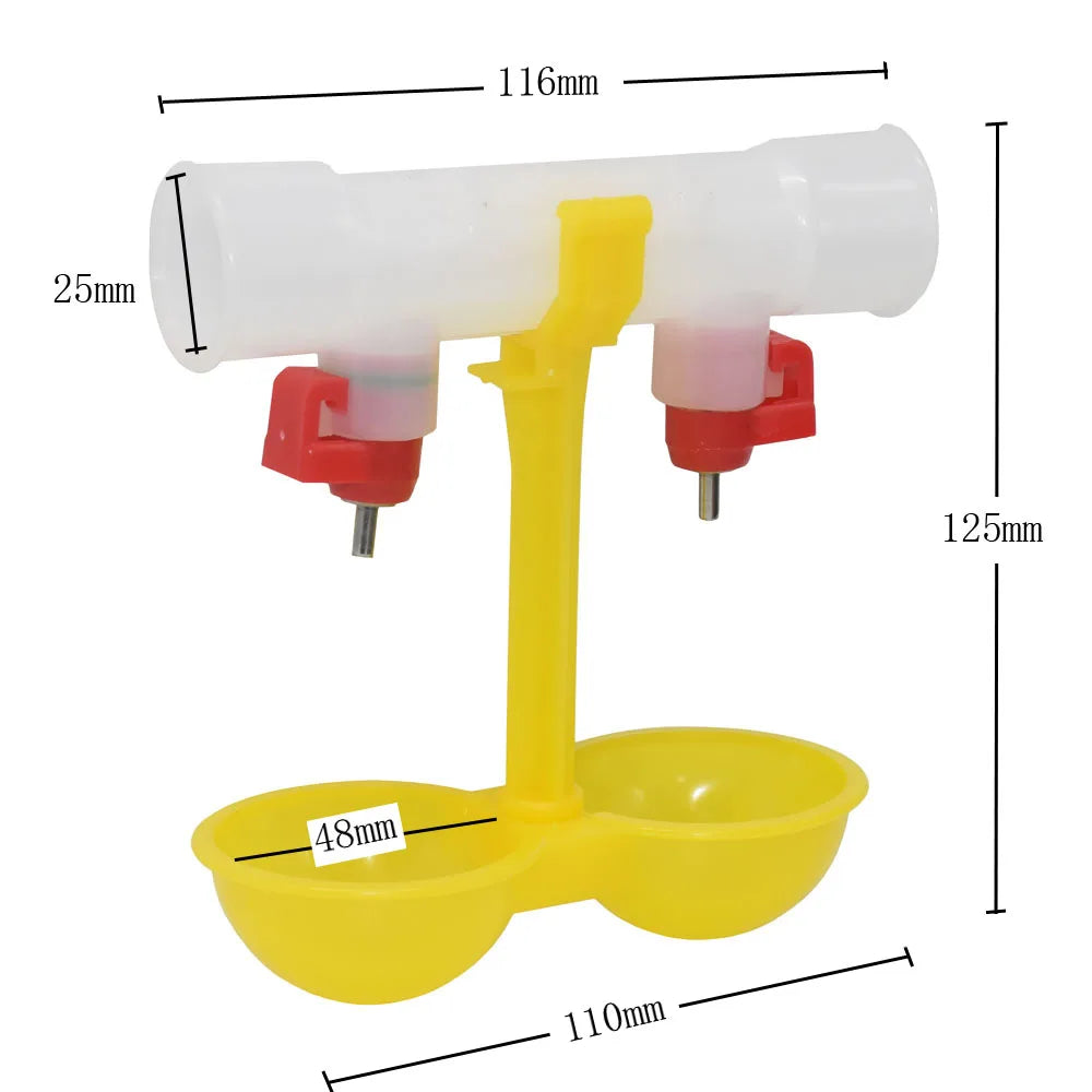 Bebedero Doble con Niple 25mm para Gallinas 10 Pcs