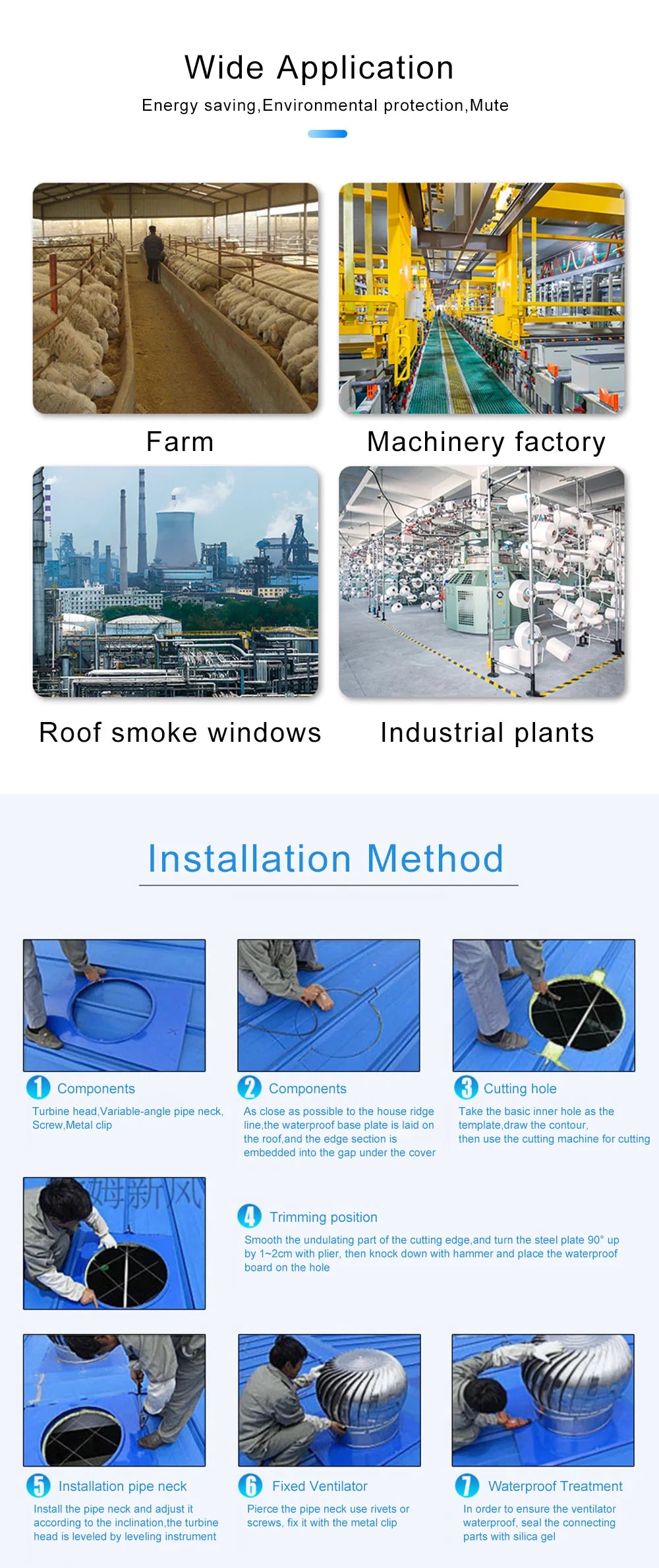 Stainless Steel Roof Ventilator Wind Turbines Air Vent Attic Ventilator 110mm Pipefit Roof Ventilating Fan