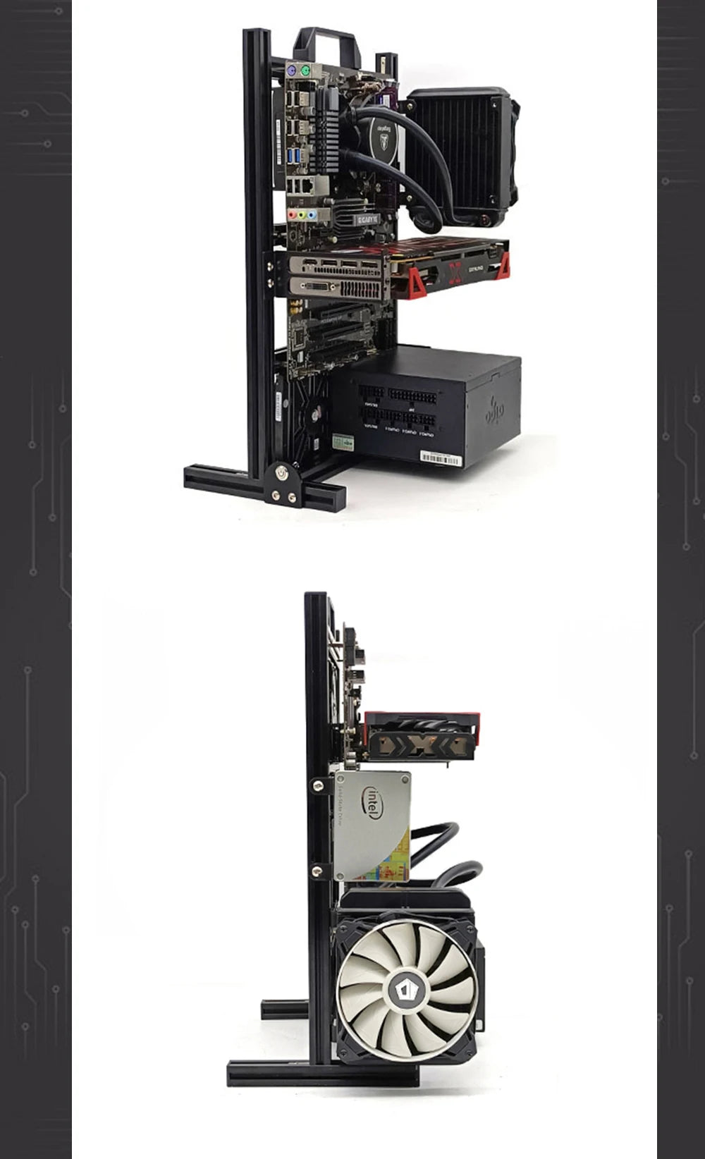 Aluminum Fully Open Case Frame Support ITX / MATX /ATX Motherboard,Vertical Computer Housing PC Water Cooling Gamer DIY Cabinet