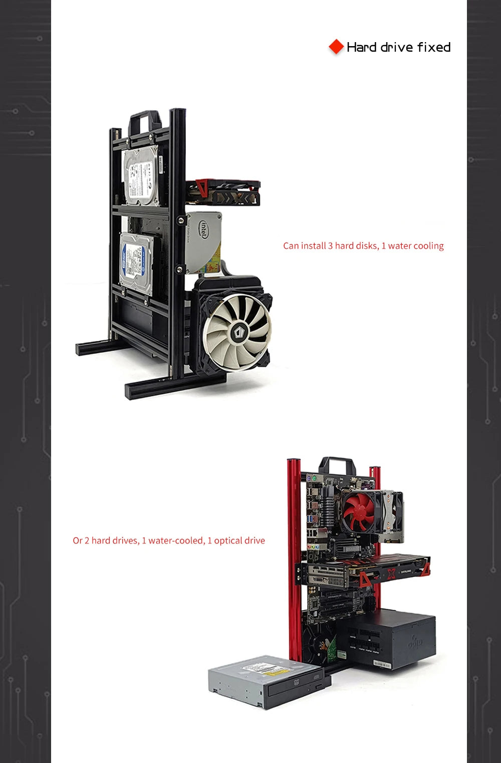 Aluminum Fully Open Case Frame Support ITX / MATX /ATX Motherboard,Vertical Computer Housing PC Water Cooling Gamer DIY Cabinet