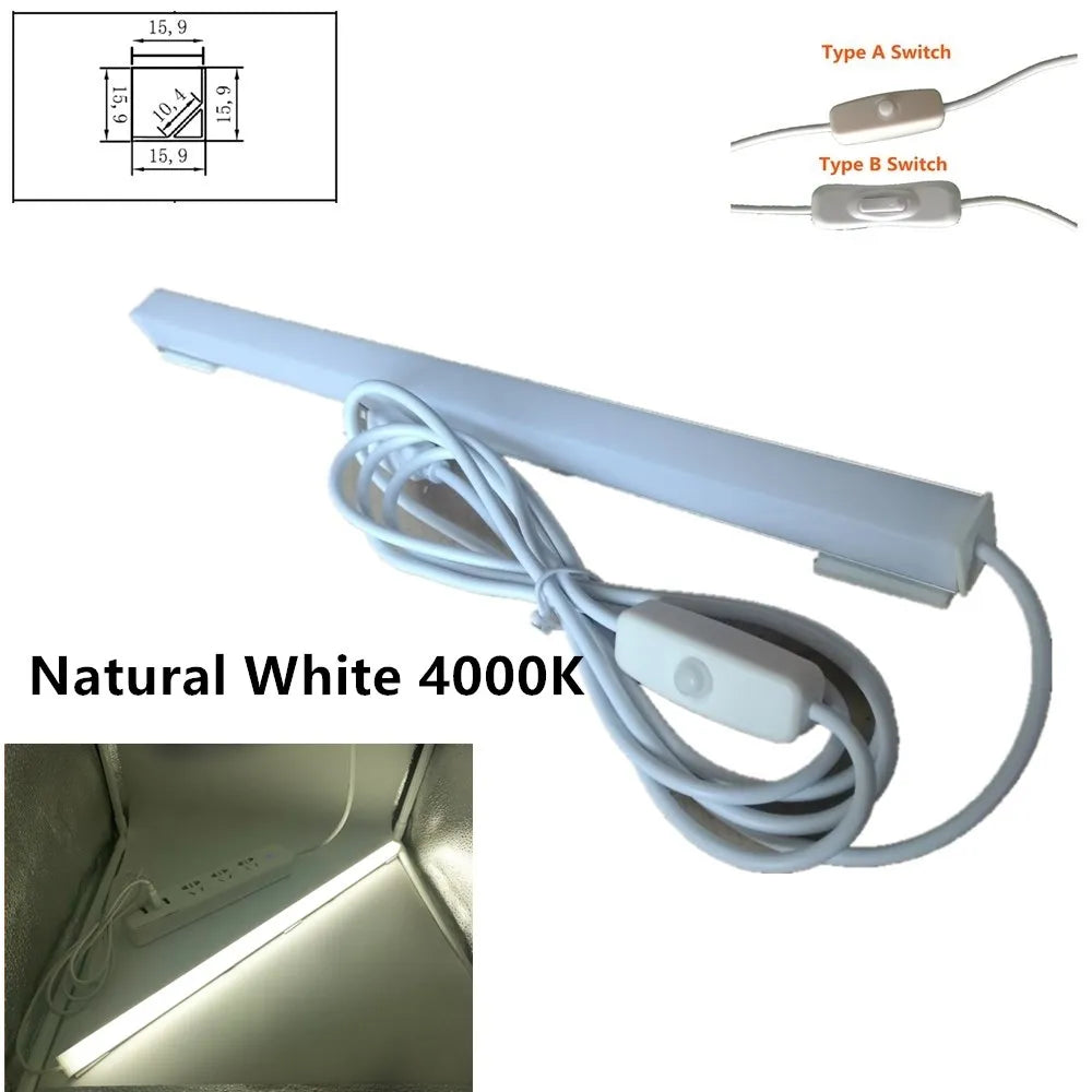 LED Bar Lights USB 2835 LED Hard Strip Tube with U Aluminium Shell Kitchen Aluminum for Under Cabinet Lighting Reading Desk Tabl