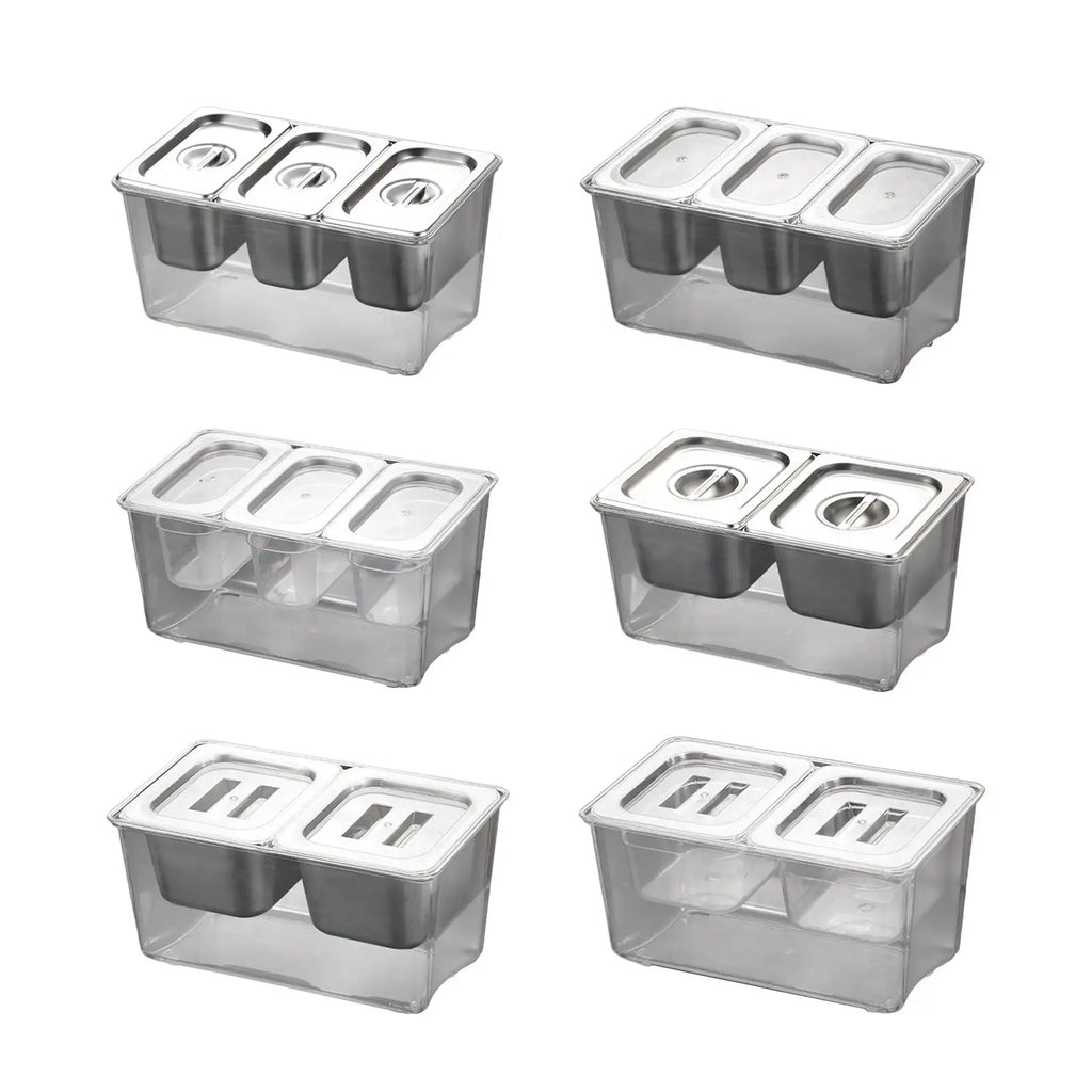 Chilled Condiment Server Tray with Containers Bar Fruit Caddy Commercial Jam Box for Milk Tea Shop BBQ Party Outdoor Bar