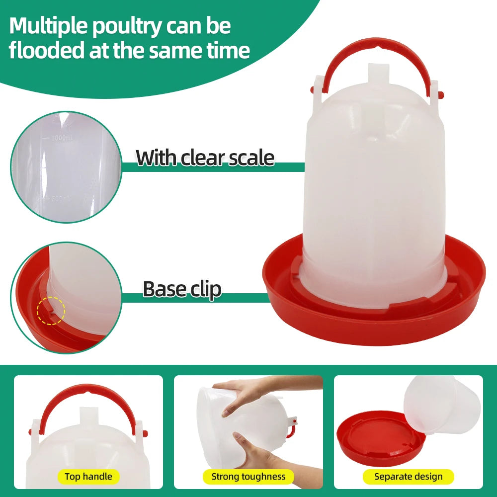 3kg+3L Poultry Feeder And Waterer Water Food Dispenser Automatic Chicken Birds Chick Waterer Feeding Bucket Container Supply