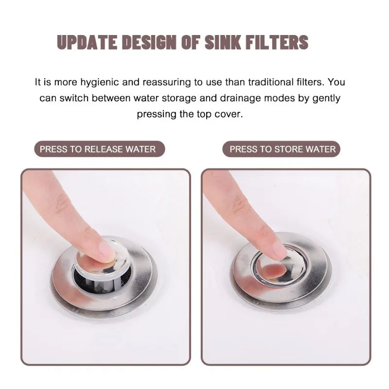 Stainless Steel Floor Drain Filter Washbasin Plug Anti Odor Pop-Up Bounce Core Basin Stopper Hair Catcher Shower Sink Strainer