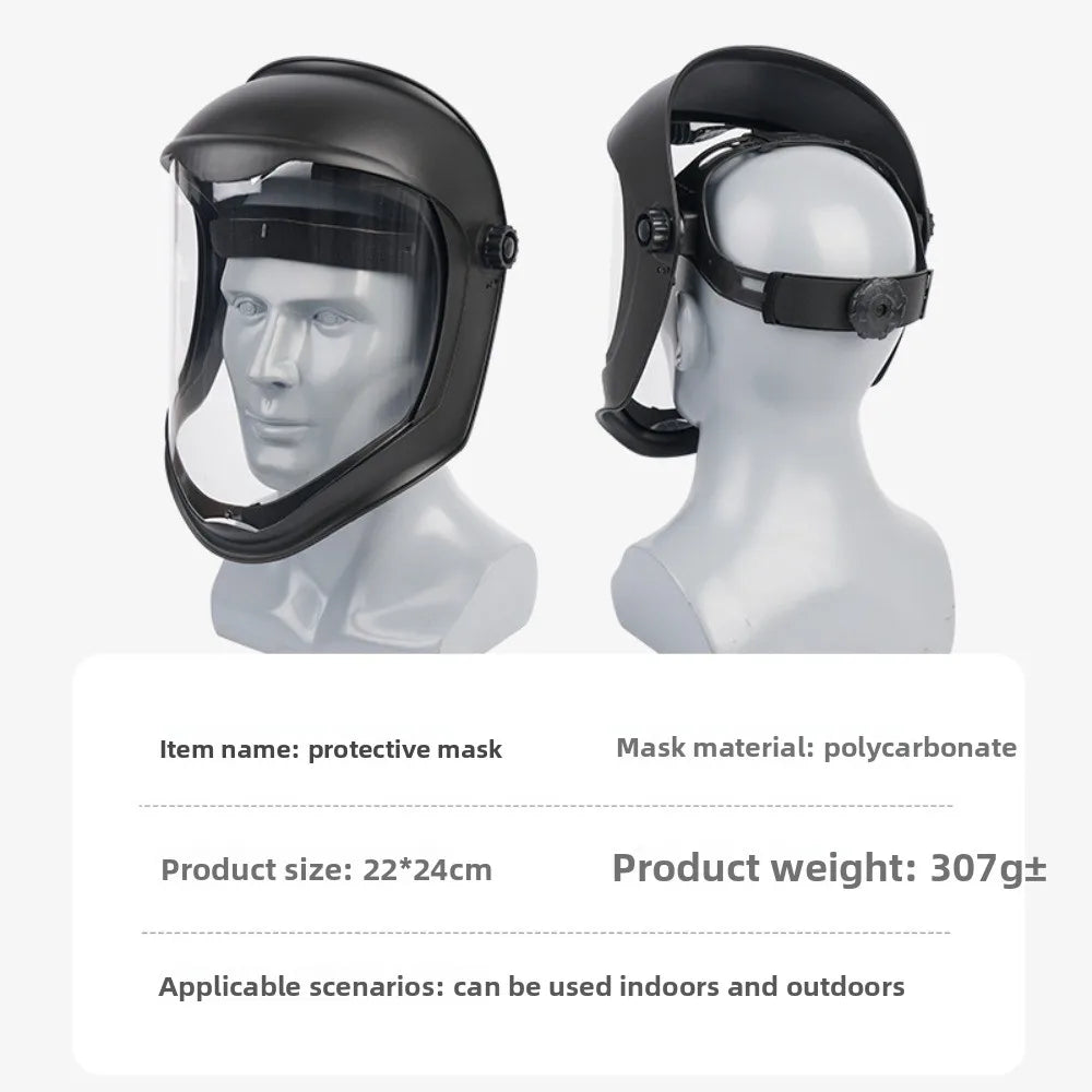 Full Face Protective Safe Mask, Anti Fog, Anti Impact, Anti Splash, Head Mounted Transparent Dust-proof and Oil Fume Proof Mask