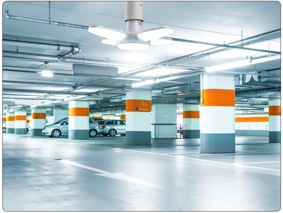 LED 4 Leaf Bulb E27 Collapsible Warm White Light Pendant Light Storage Garage Kitchen Lighting High Brightness Remote Control