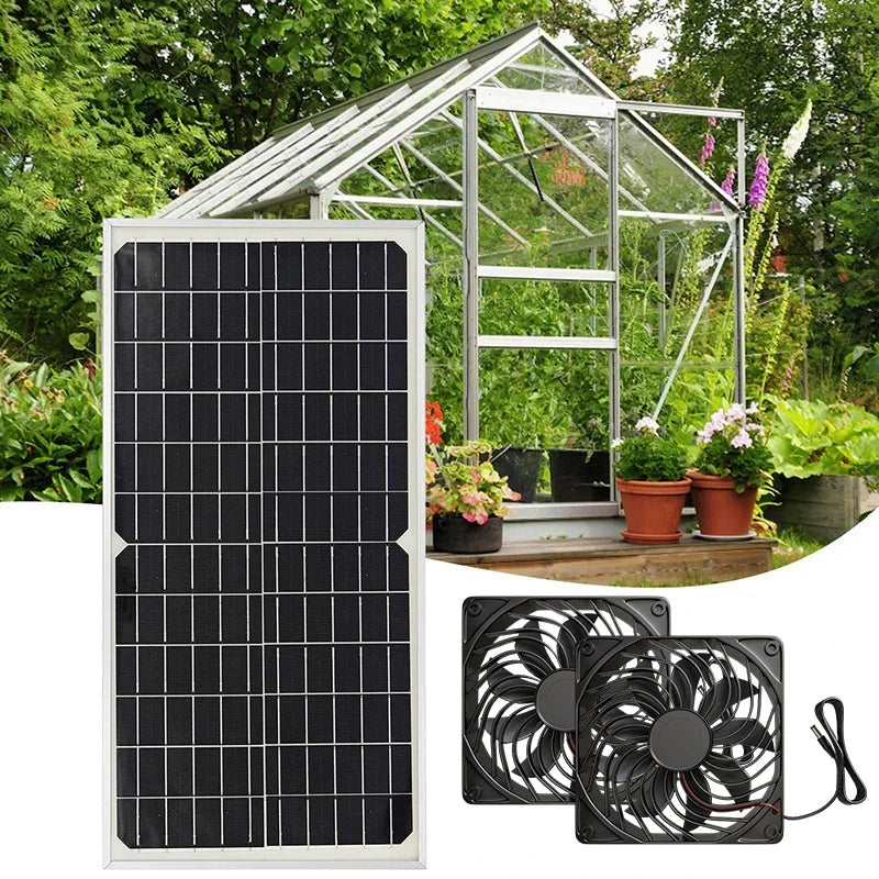 Extractor Solar Doble para Gallinero e Invernadero