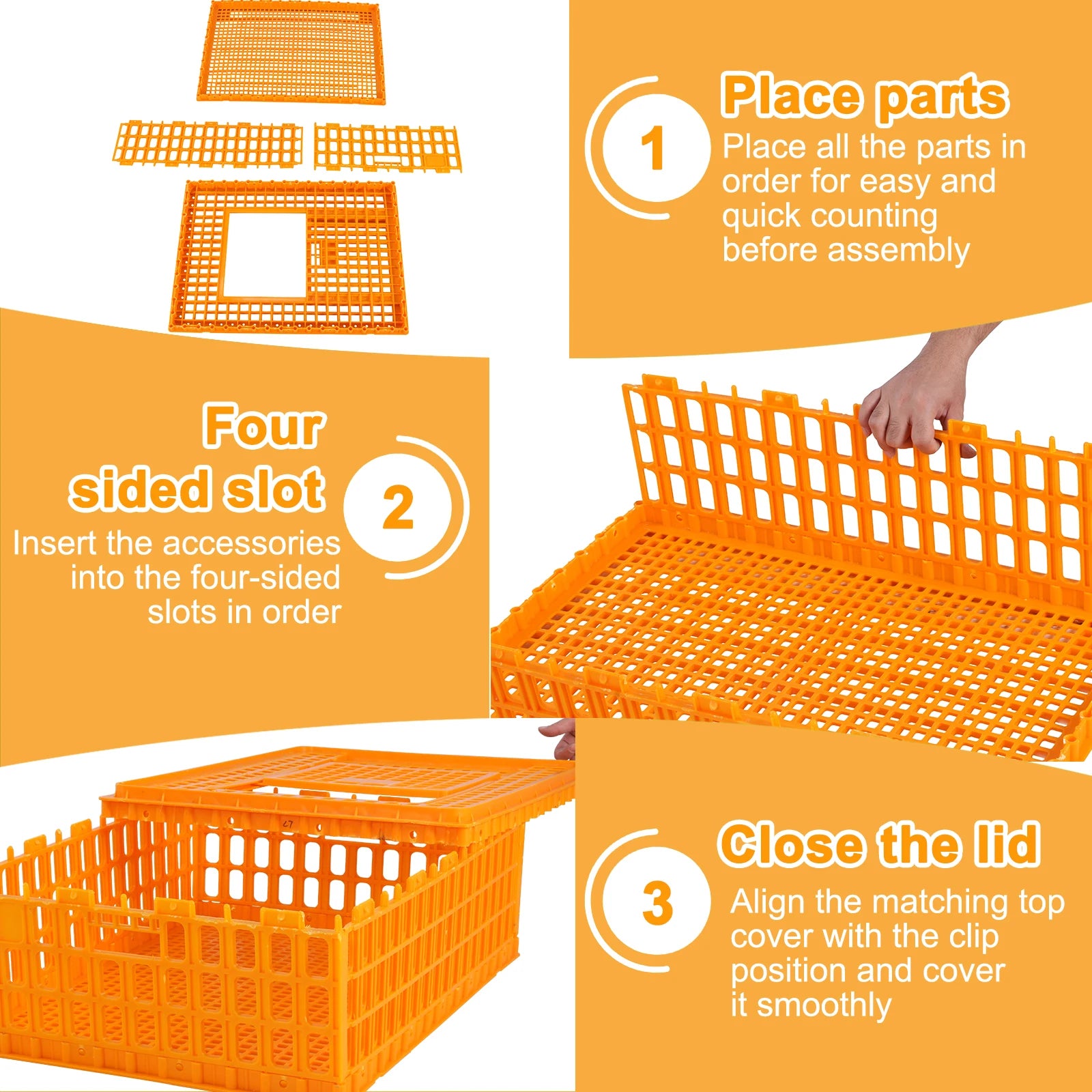 Jaula de Transporte para Pollos – Pack 6 Apilable