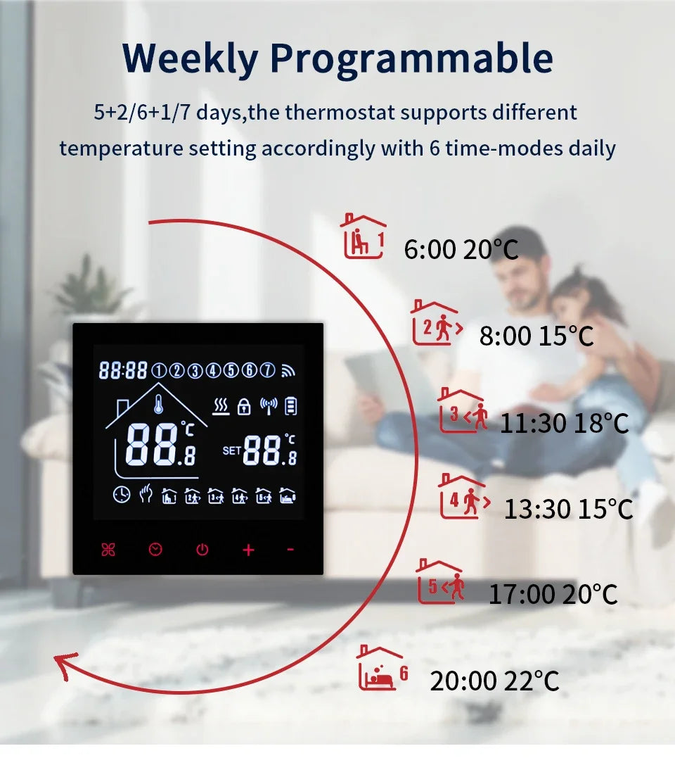 WiFi Smart Thermostat Temperature Controller Tuya Smart Life For Floor Heating Electric/Water Gas Boiler Works With Alexa Alice