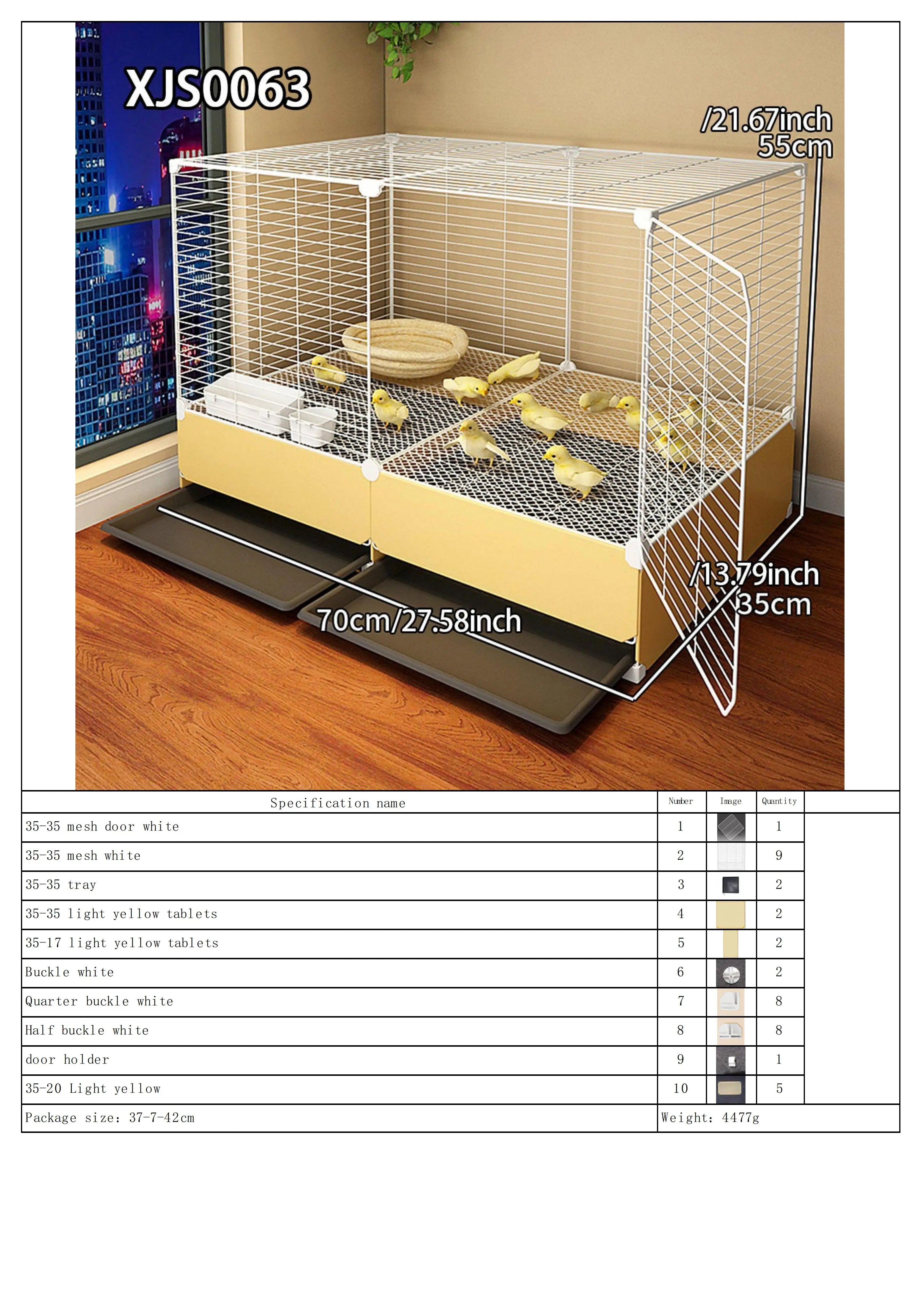 Jaula Metálica Amplia para Cría de Gallinas