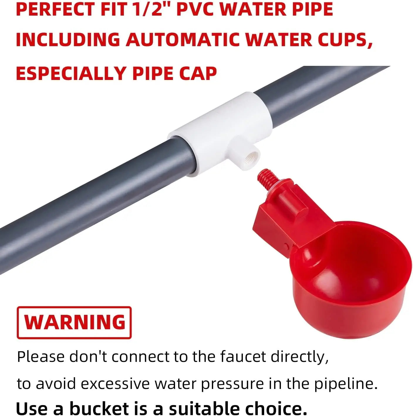 Copa Bebedero Automática con Conector PVC para Gallinas