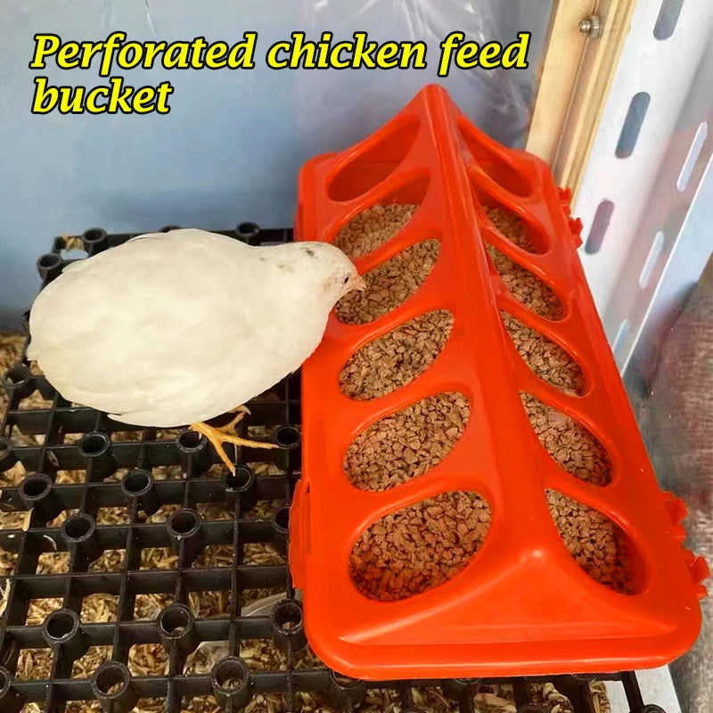 Poultry Double Row Ground Feeder, Chicken Bird Pigeon Flip-Top Anti-Spread Rearing Trough, Farm Breeding Feeding Bucket 20/30cm