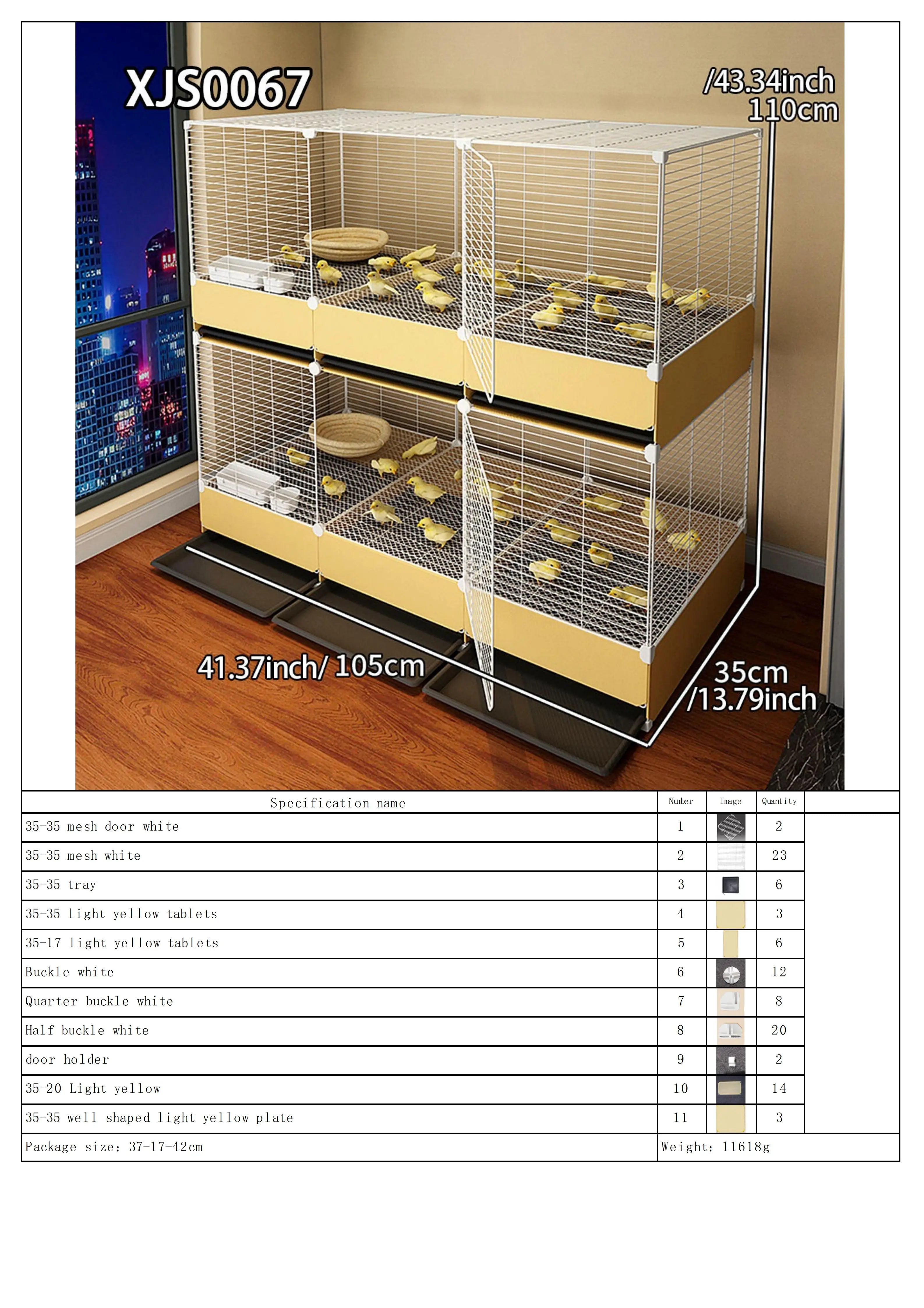 Jaula Metálica Amplia para Cría de Gallinas