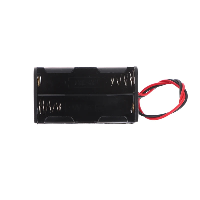AA Battery Holder 6V For 4 X Batteries Black Plastic Storage Box Case Dual Layers With Wire Lead
