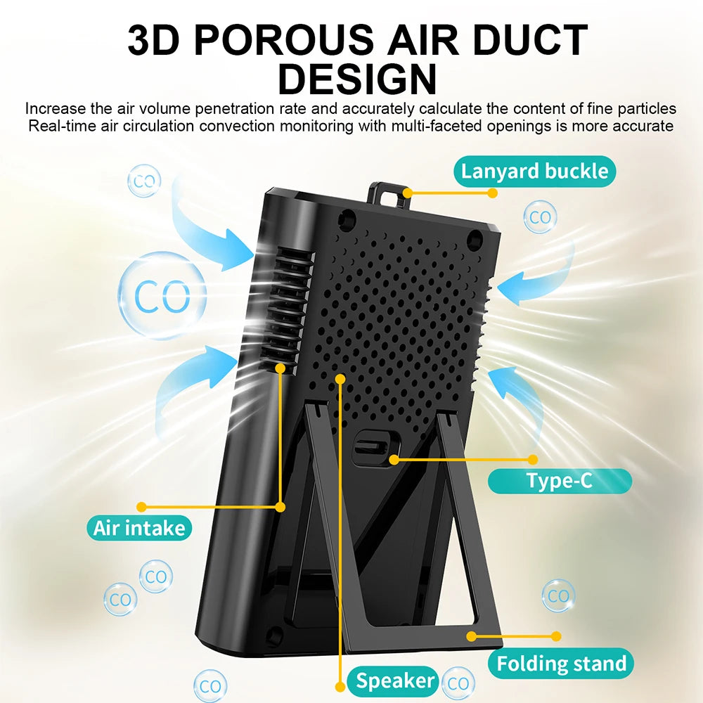 Air Quality Detector Portable Carbon Monoxide Alarm Anti Poisoning Monitoring Leak Detection Device Display Analyzer Tools