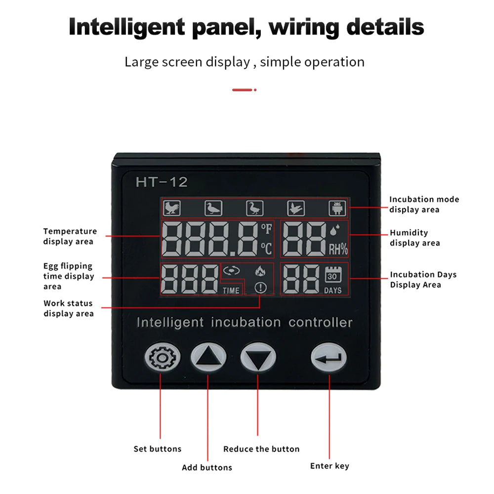 Controlador Inteligente HT-12 Temperatura y Humedad para Incubadora