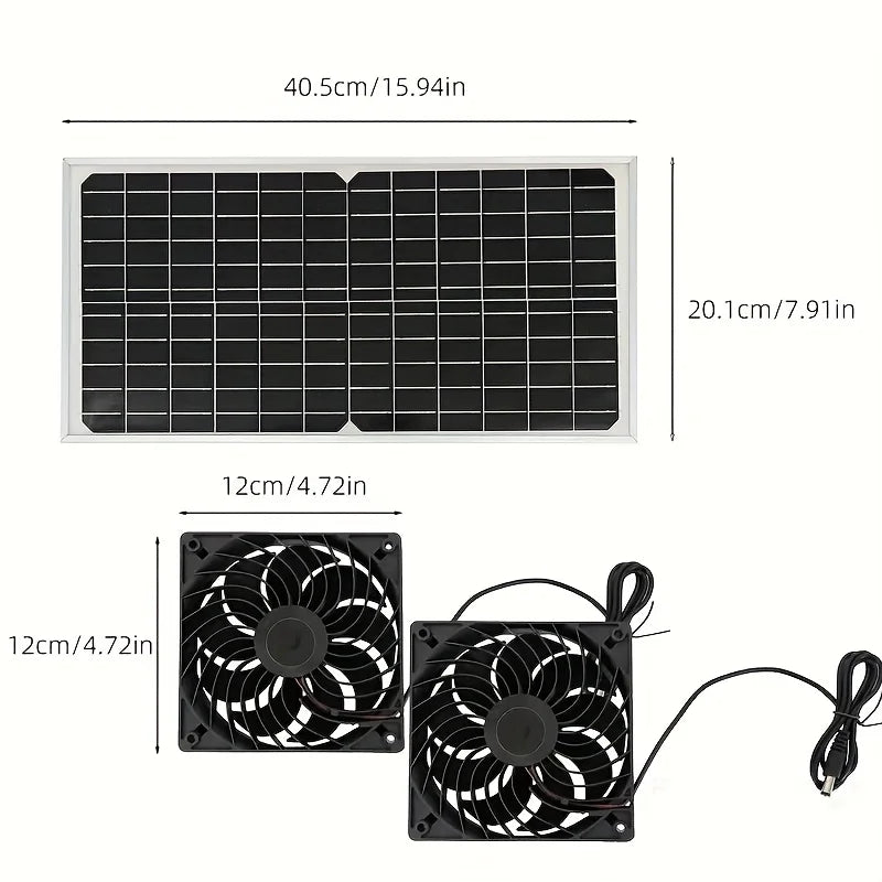 Ventilador Solar Doble 30W para Gallinero e Invernadero
