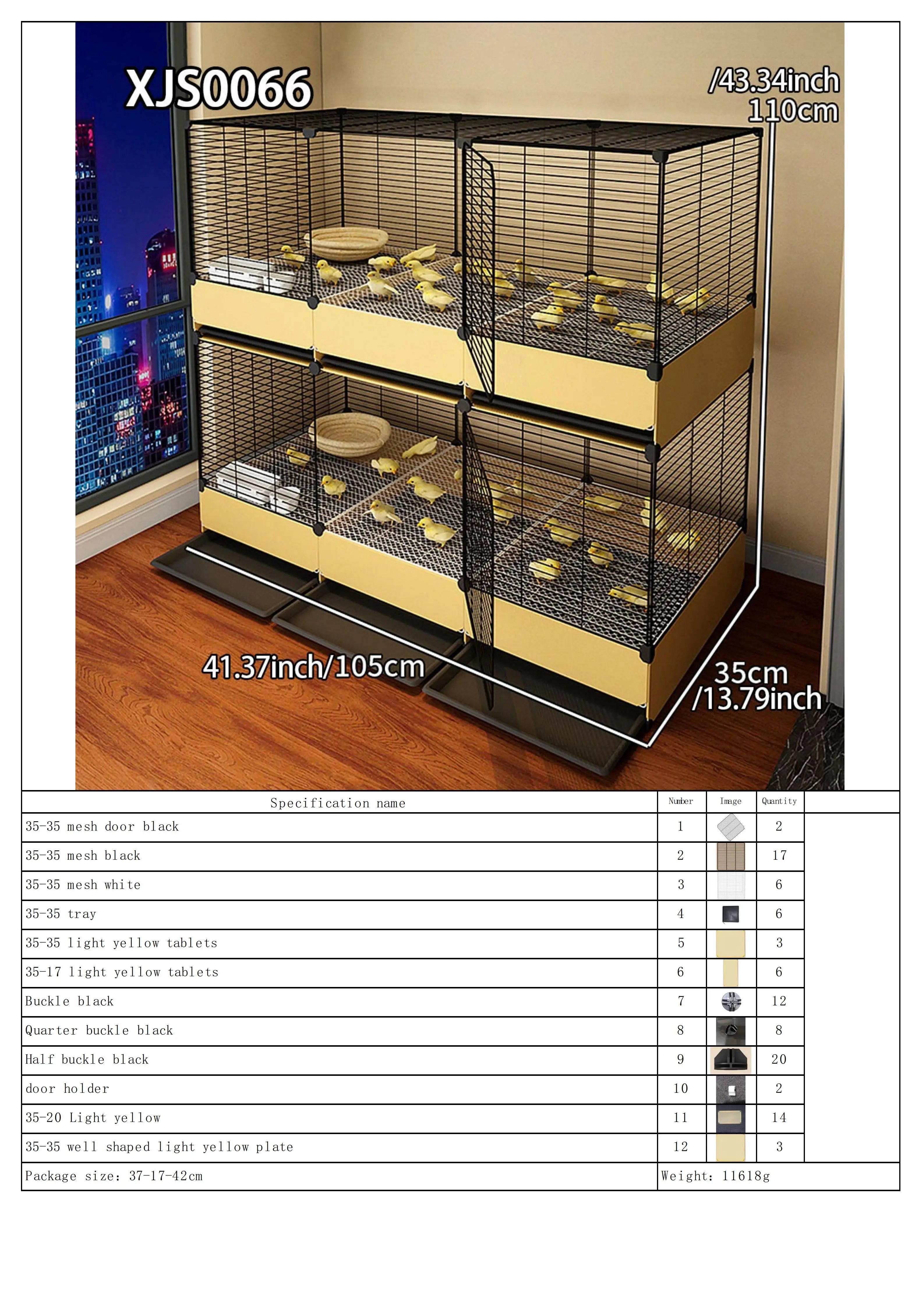 Jaula Metálica Amplia para Cría de Gallinas