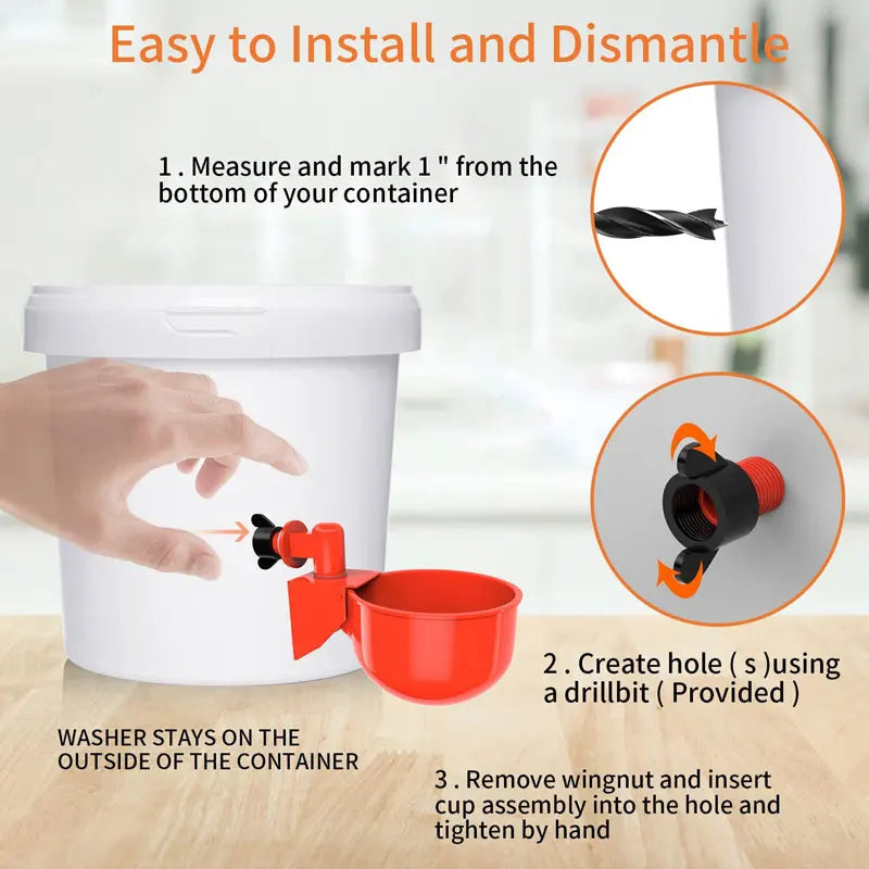 Alimentador de agua para pollos, bebedero de llenado automático, cuenco para beber aves de corral, pollitos, patos, pájaros, tortas, Etc., 12 Uds., tazas grandes