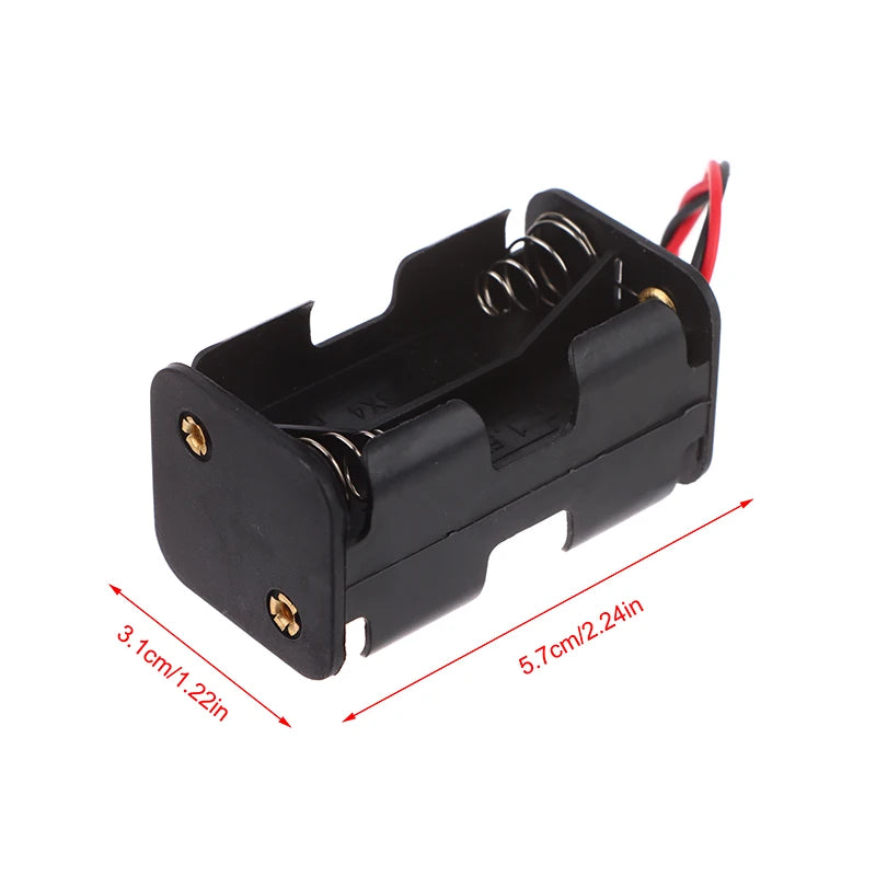 AA Battery Holder 6V For 4 X Batteries Black Plastic Storage Box Case Dual Layers With Wire Lead