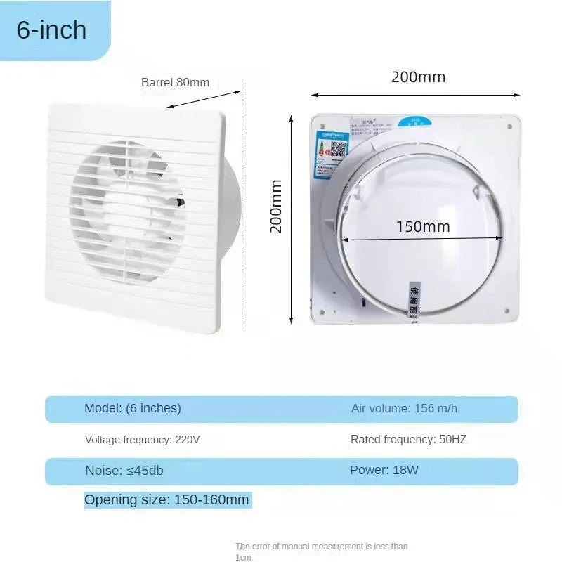 220V 4 inch 6 inch 8inch Hanging Wall White Ventilador Small Ventilator Extractor Exhaust Fans Toilet Bathroom Kitchen Fan