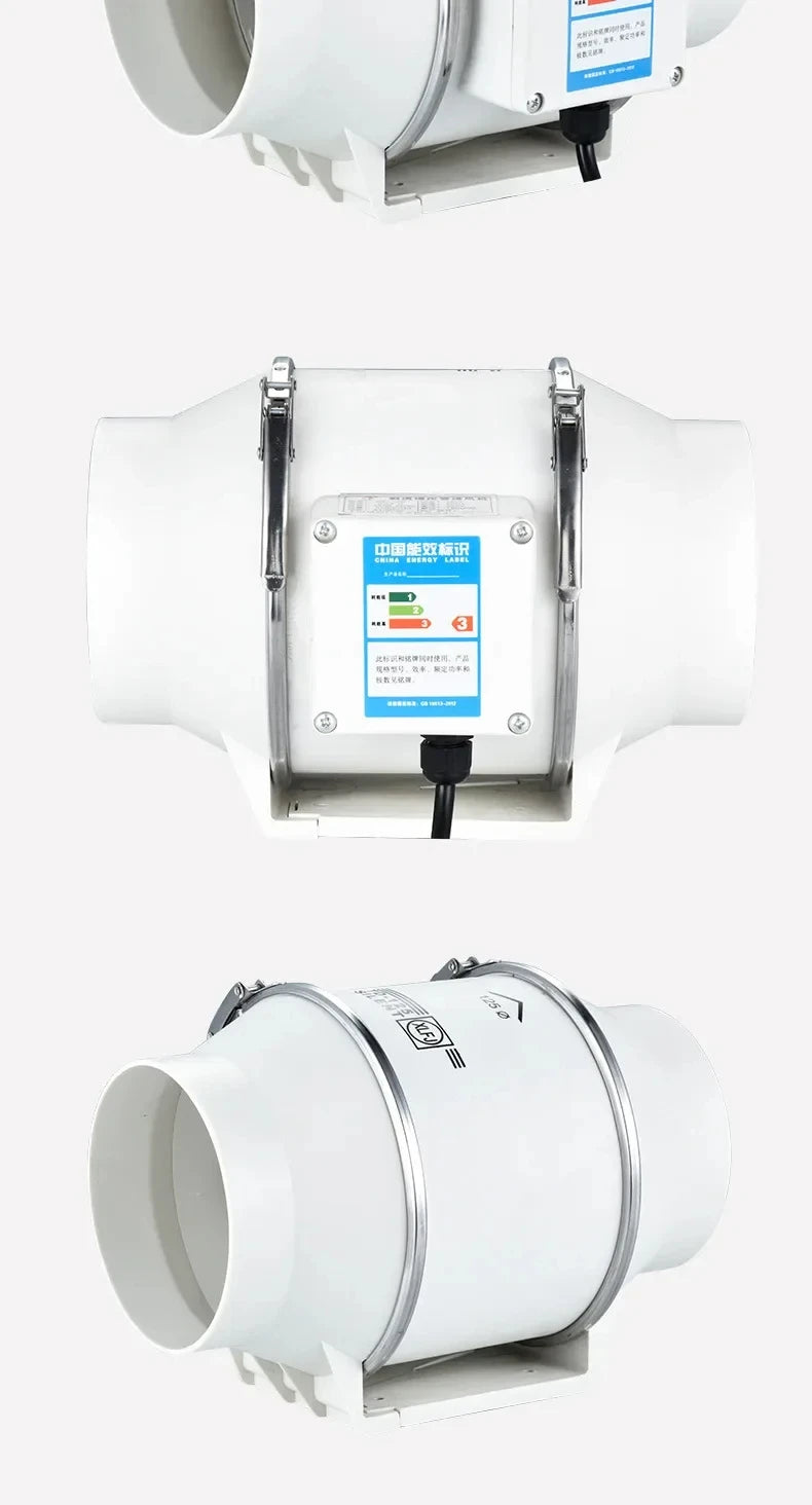 220V Exhaust Fans Household Low Noise Inline Duct Ventilation Fan Kitchen Bathroom Air Clean Ventilation Exhaust Fan 220m³/h