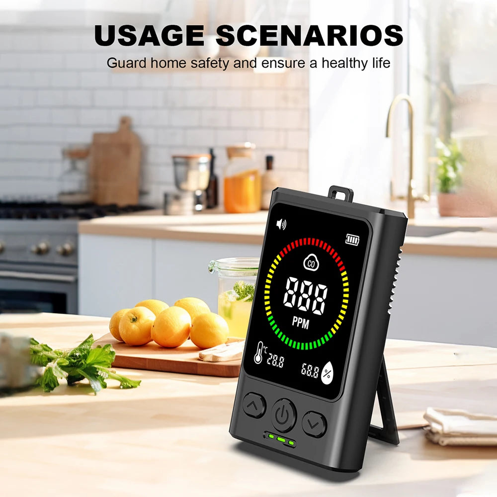 Air Quality Detector Portable Carbon Monoxide Alarm Anti Poisoning Monitoring Leak Detection Device Display Analyzer Tools