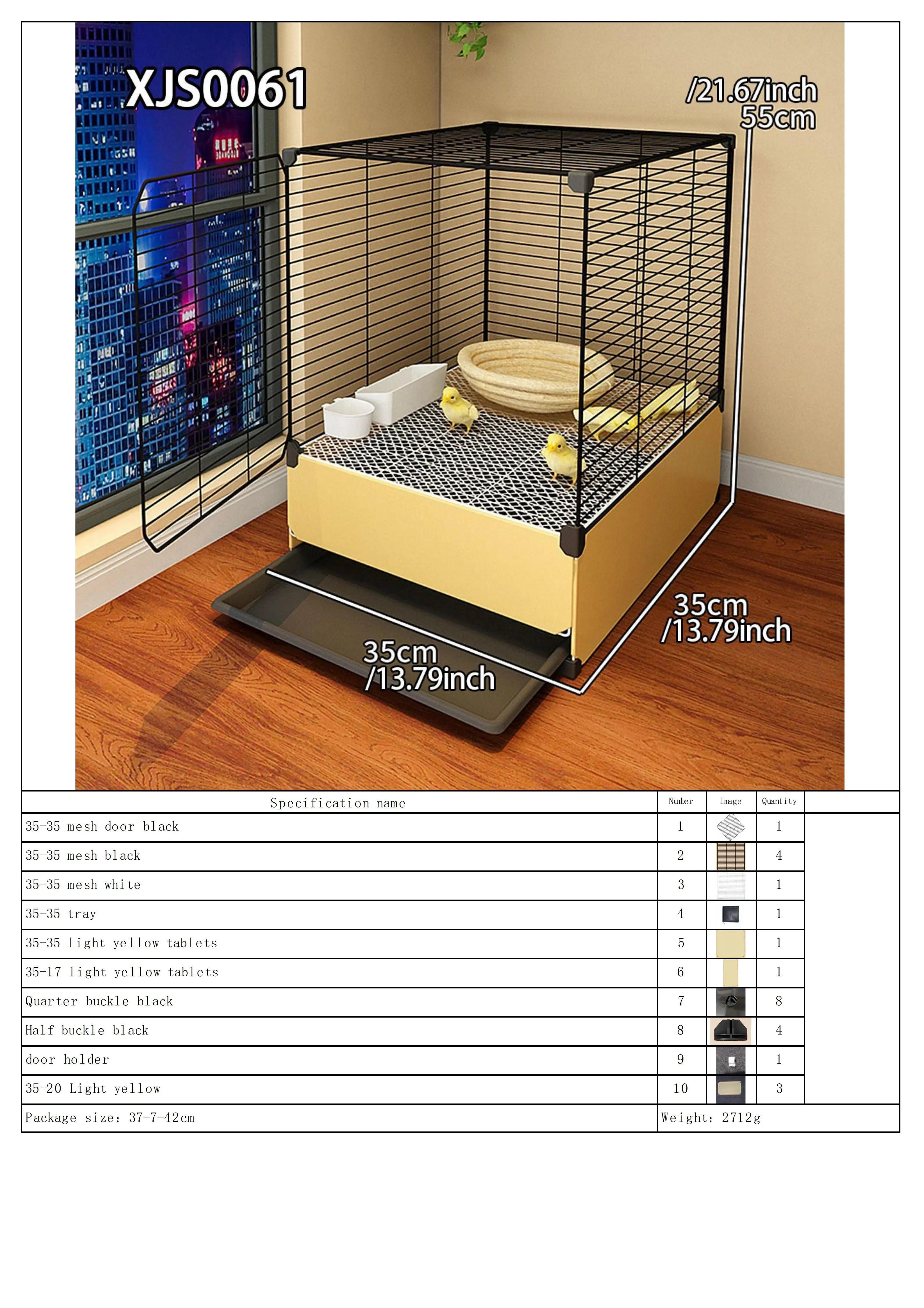 Jaula Metálica Amplia para Cría de Gallinas