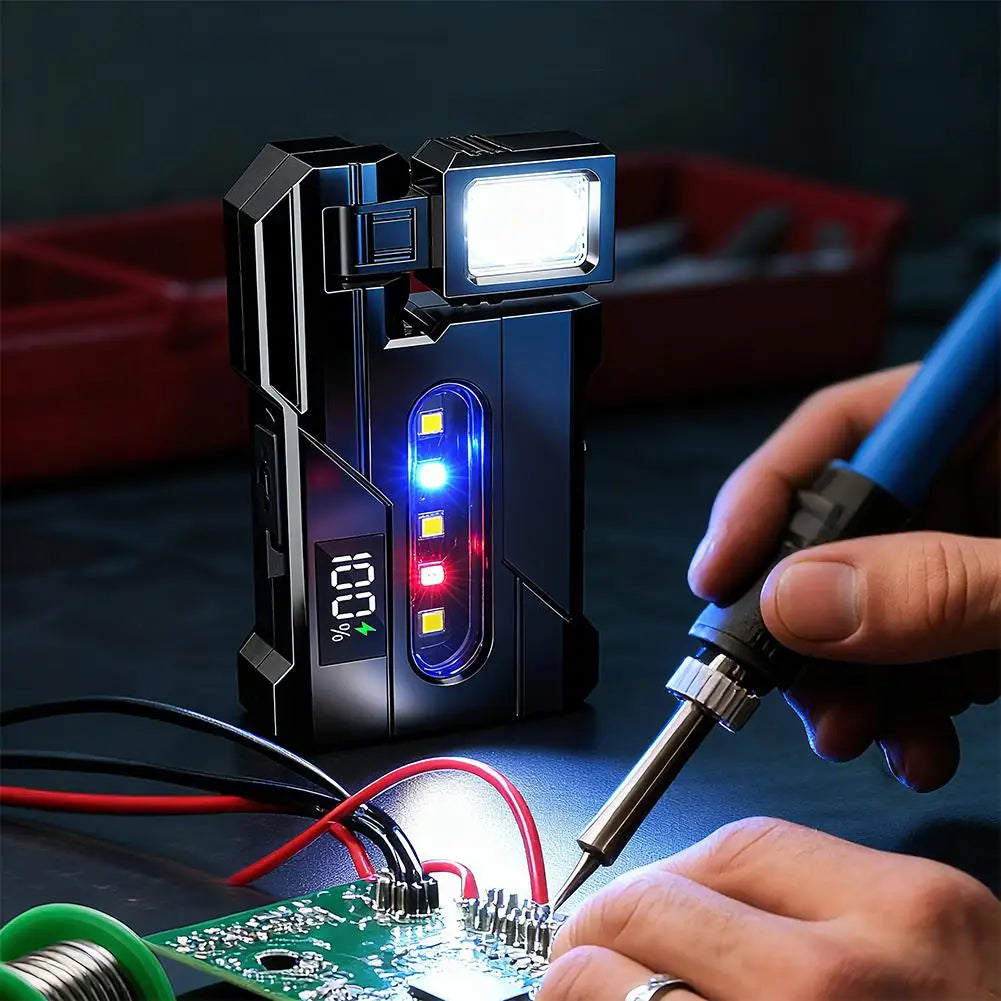 Portable Flashlight Ajustable-angle Magnetic Rechargeable Multifunctional Flashlights Outdoor Red and Blue Warning Work Lights