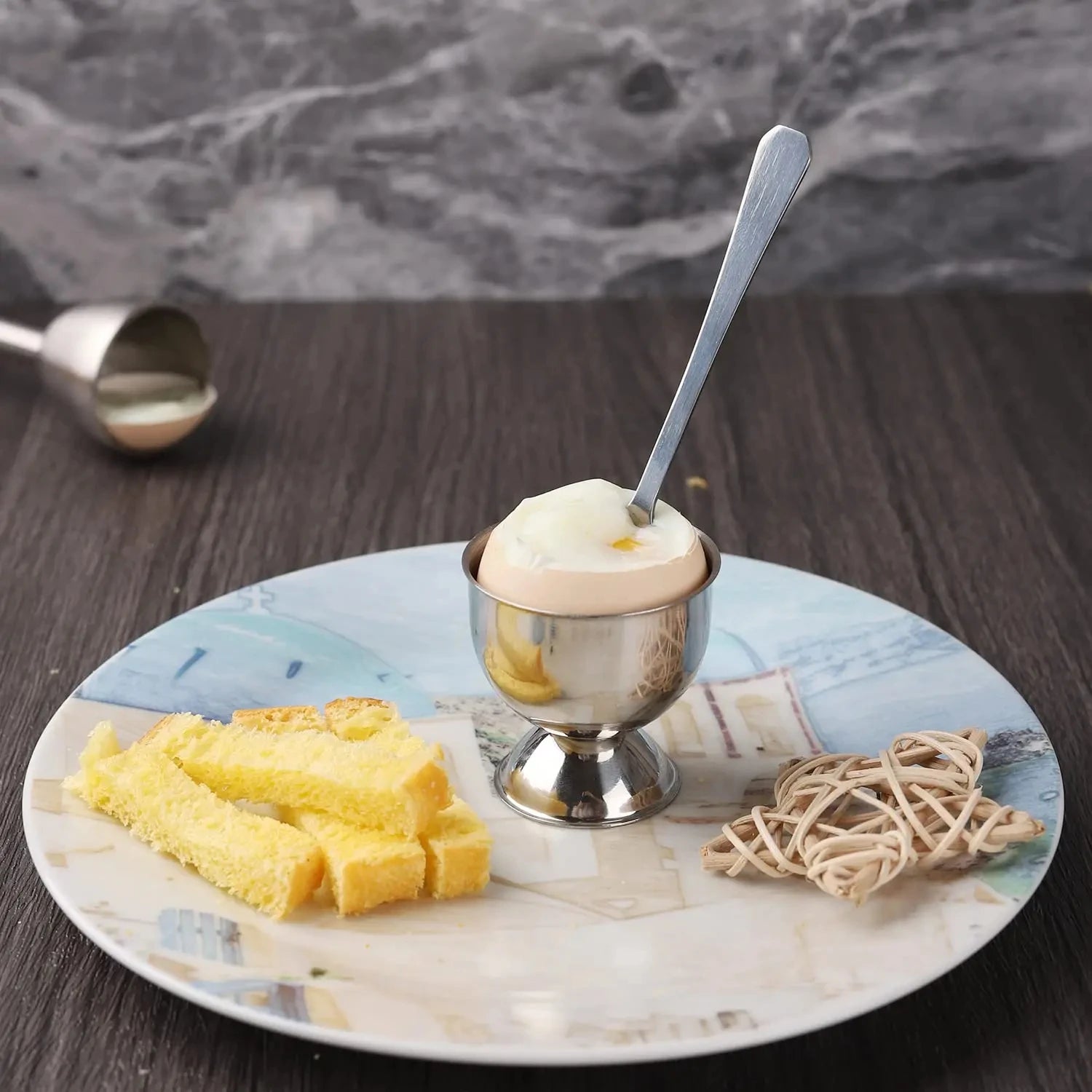 Egg Cups Set Stainless Steel Hard Soft Boiled Egg Tray Holder for Breakfast Brunch Kitchenware Christmas Gift Set Kitchen Tools