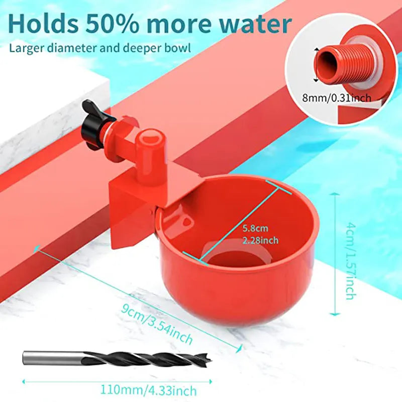 Alimentador de agua para pollos, bebedero de llenado automático, cuenco para beber aves de corral, pollitos, patos, pájaros, tortas, Etc., 12 Uds., tazas grandes