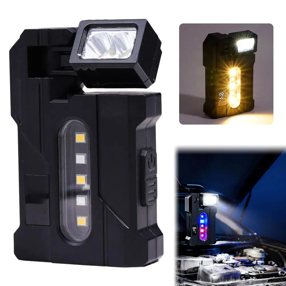 Portable Flashlight Ajustable-angle Magnetic Rechargeable Multifunctional Flashlights Outdoor Red and Blue Warning Work Lights