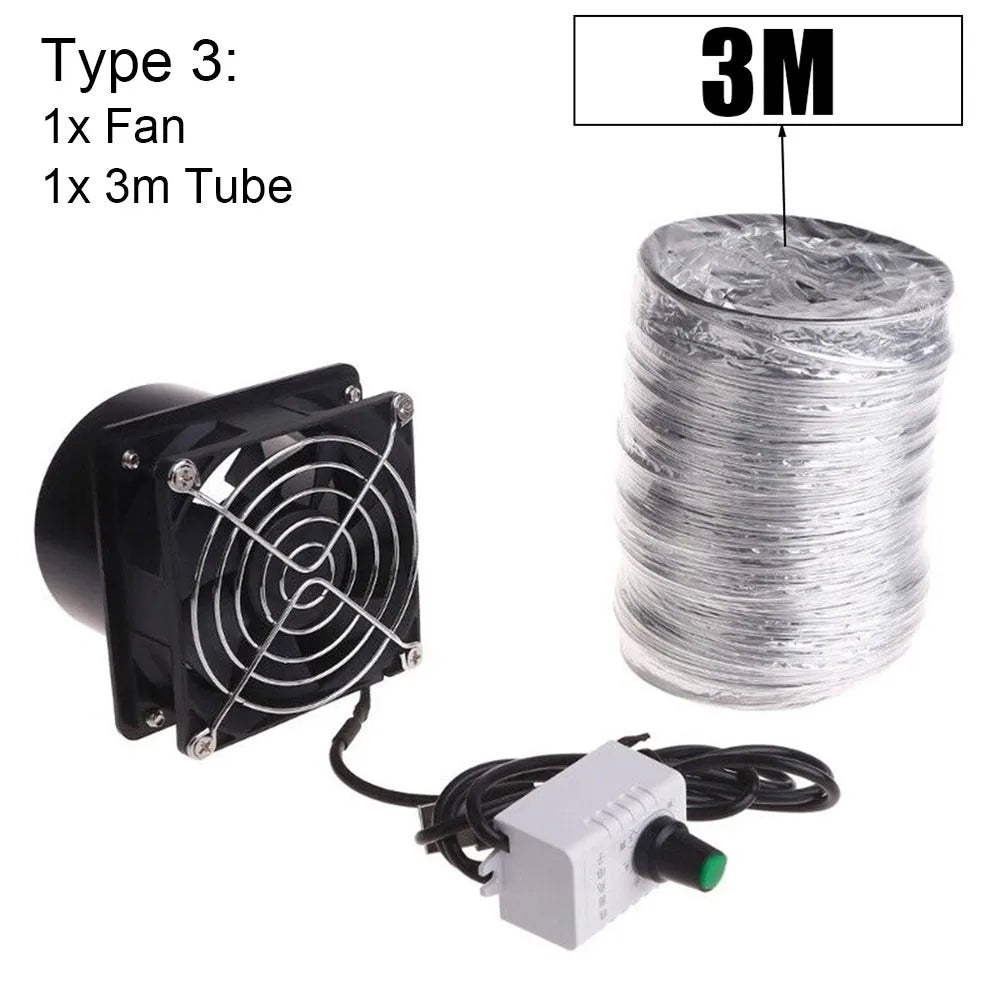 1Pcs Adjustable Speed USB Exhaust Fan Duct Air Ventilation with Pipe Air Blower Simple Mini Fume Absorber