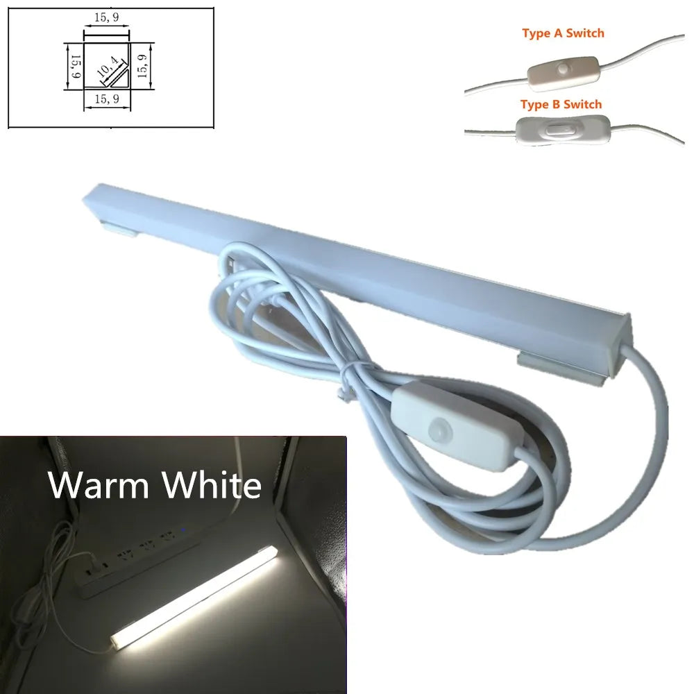 LED Bar Lights USB 2835 LED Hard Strip Tube with U Aluminium Shell Kitchen Aluminum for Under Cabinet Lighting Reading Desk Tabl