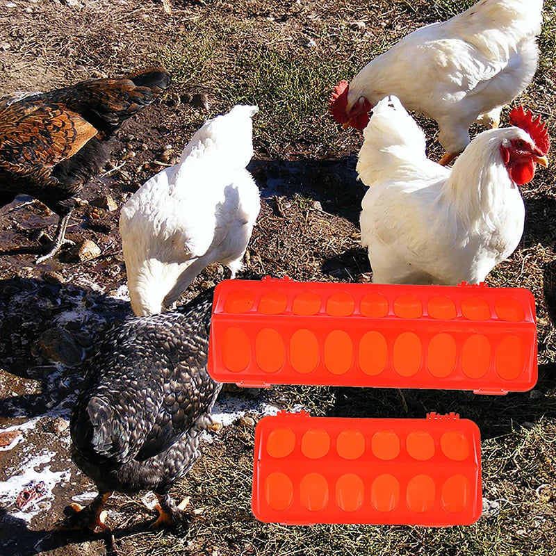 1 Pc Double Row 12/18 Holes Poultry Ground Feeder Plastic Clamshell Feeding Chicken Groove Farm Breeding Supplies