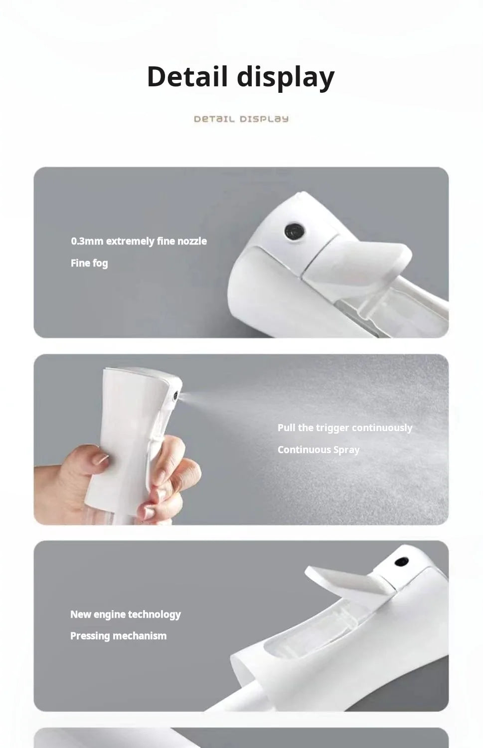 200ml Refillable Continuous Mist Spray Bottle High Pressure Ultra-Fine Mist Portable Disinfectant Sprayer for Hair Styling Clean