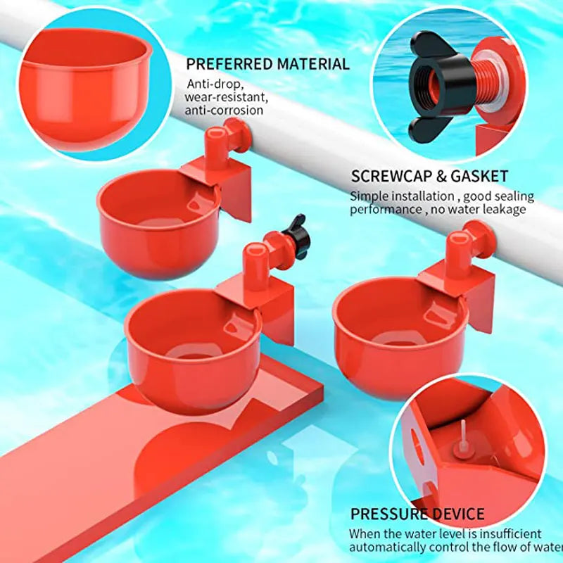 Alimentador de agua para pollos, bebedero de llenado automático, cuenco para beber aves de corral, pollitos, patos, pájaros, tortas, Etc., 12 Uds., tazas grandes