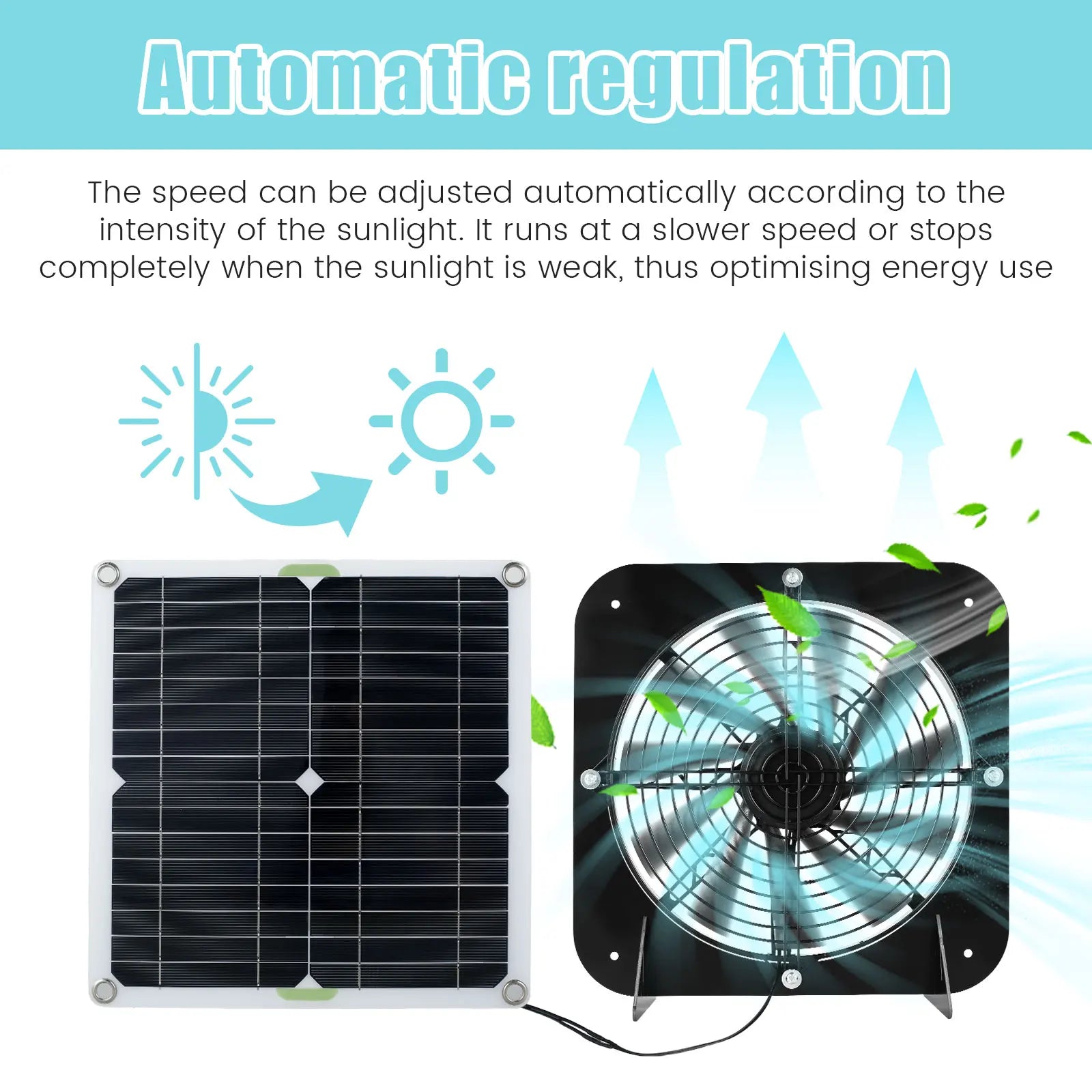 Kit Ventilador Solar 13,5" 100W para Gallineros e Invernaderos