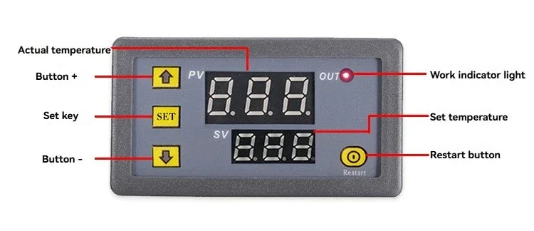 Digital Temperature Humidity Controller W3230 DC12V/24V AC110V-220V Thermostat with LED Display Heating/Cooling and NTC Sensor