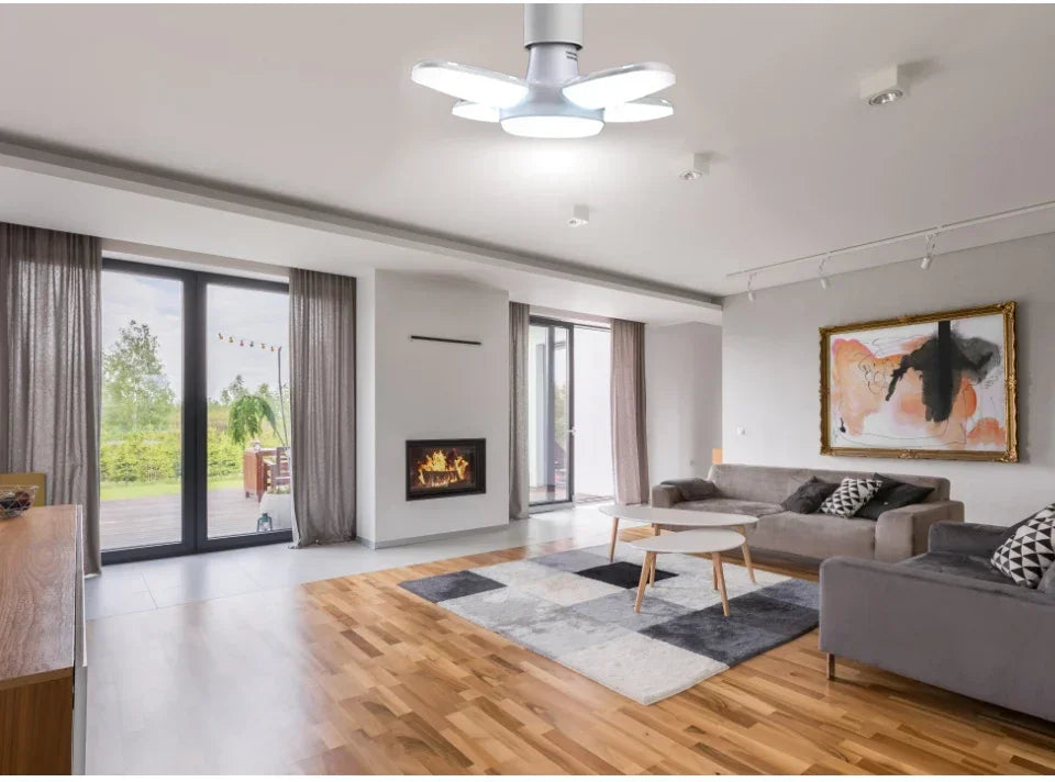 LED 4 Leaf Bulb E27 Collapsible Warm White Light Pendant Light Storage Garage Kitchen Lighting High Brightness Remote Control