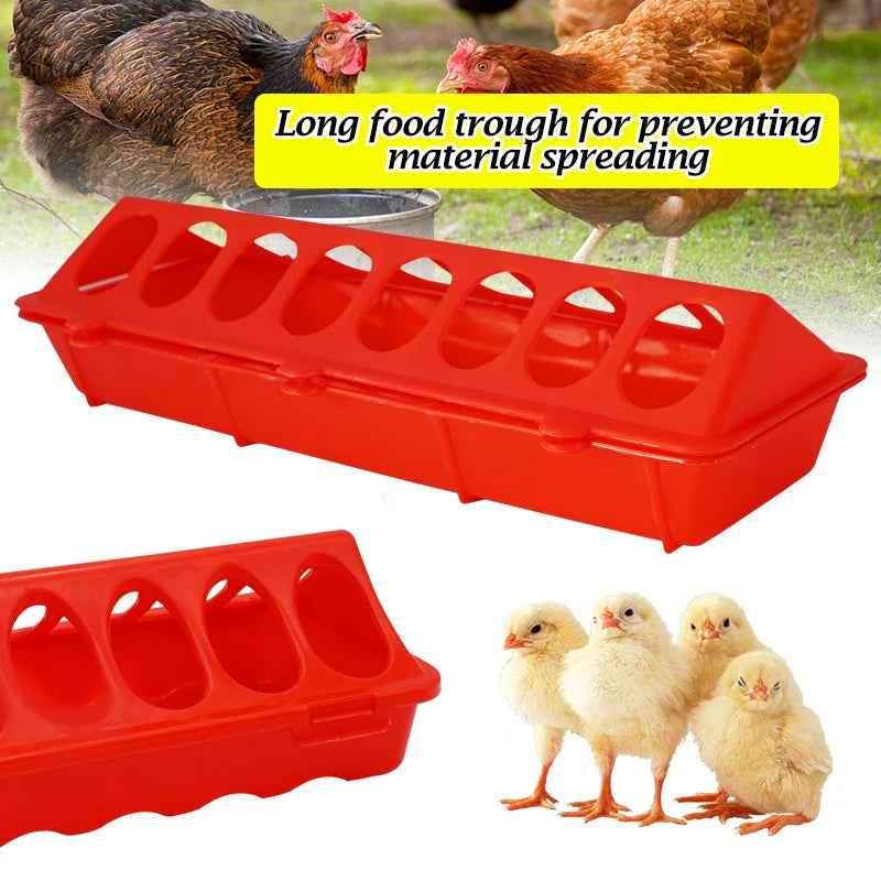 Poultry Double Row Ground Feeder, Chicken Bird Pigeon Flip-Top Anti-Spread Rearing Trough, Farm Breeding Feeding Bucket 20/30cm