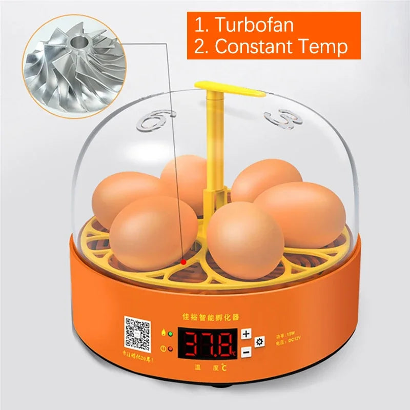 Incubadora de huevos de 6/9/12, incubadora de incubación de giro totalmente automática, máquina chocadeadora de huevos de animales de granja, incubadora Digital con Control de temperatura